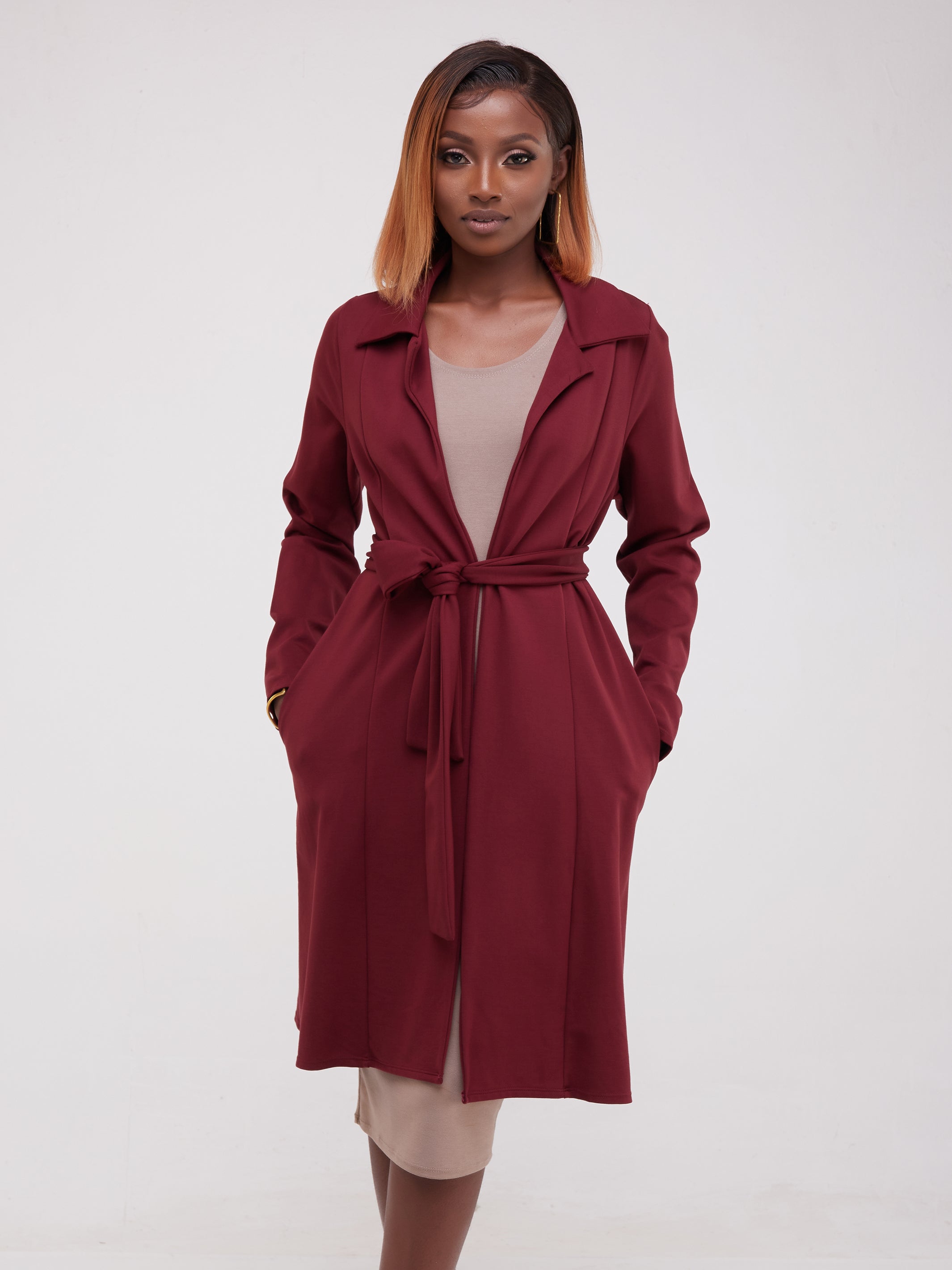 Vivo Basic Trench Coat - Maroon