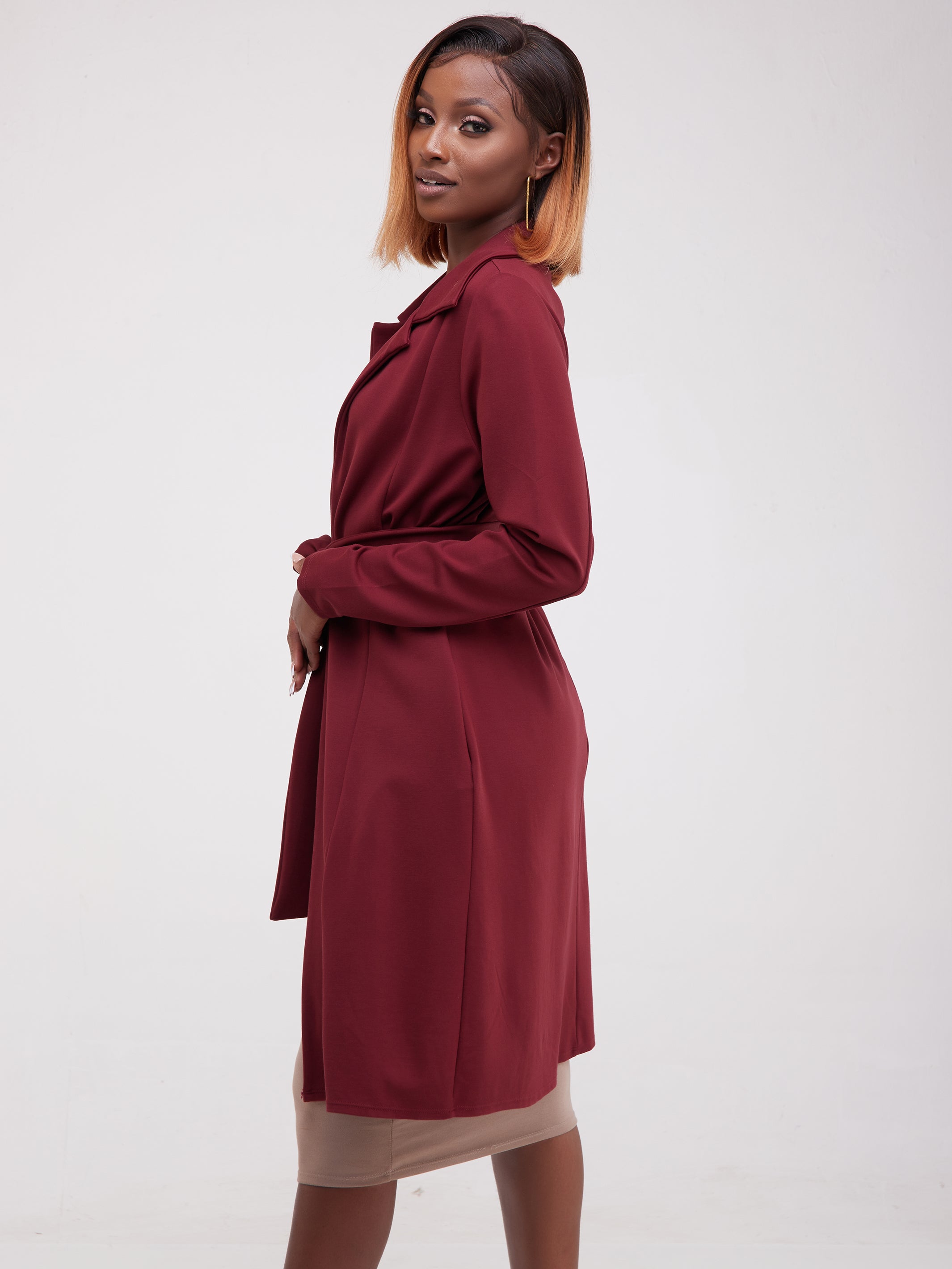 Vivo Basic Trench Coat - Maroon