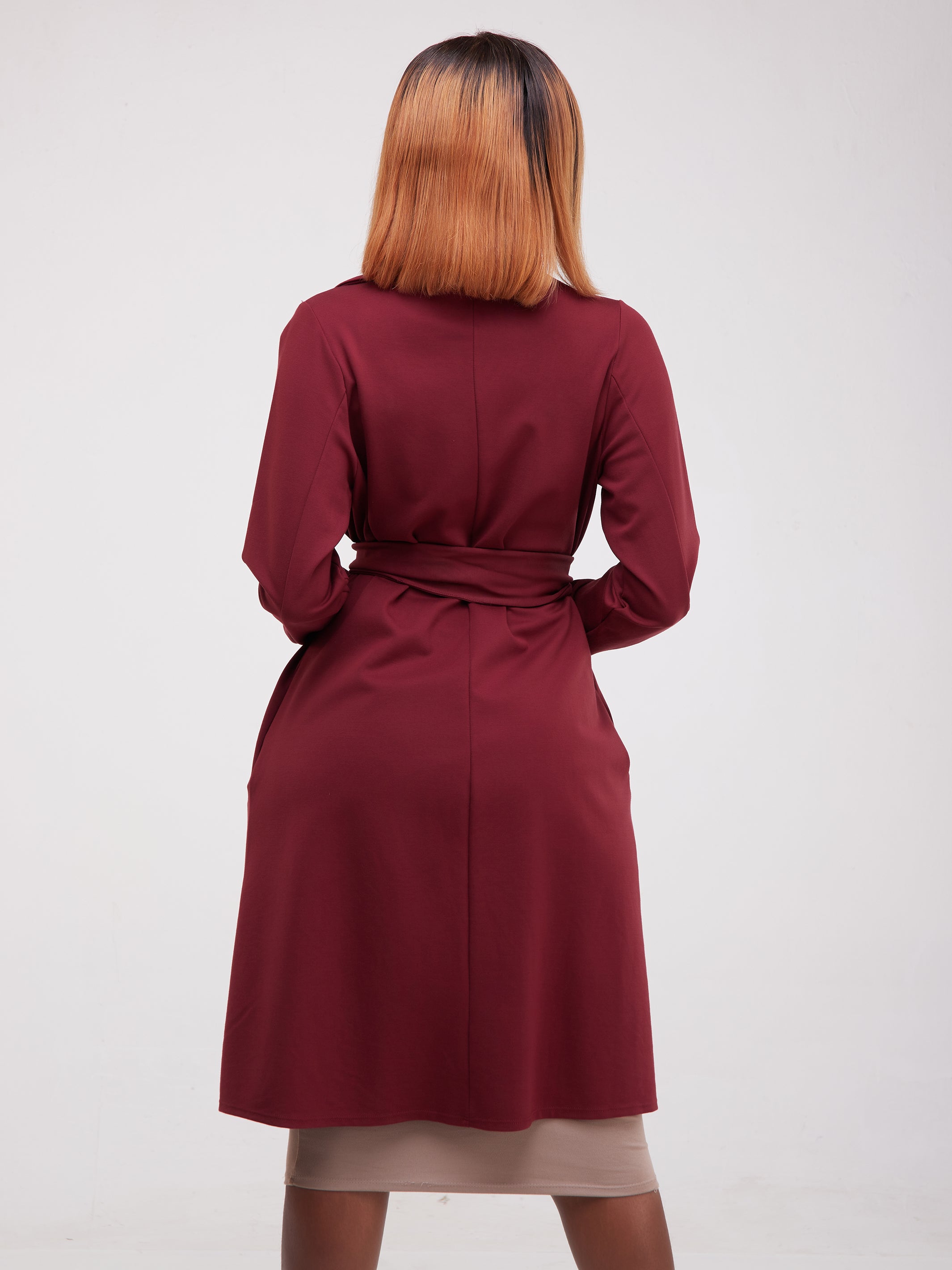 Vivo Basic Trench Coat - Maroon