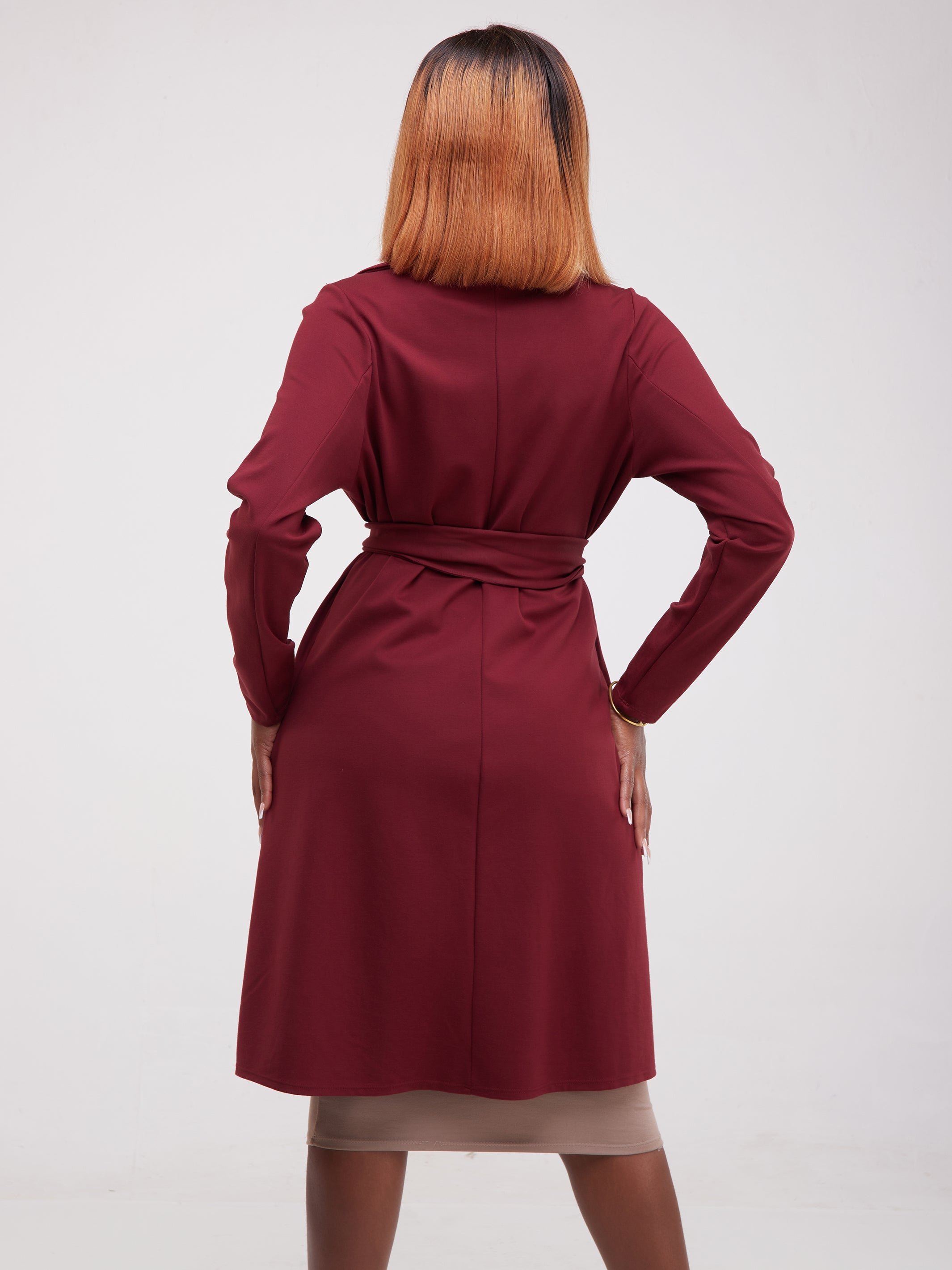 Vivo Basic Trench Coat - Maroon