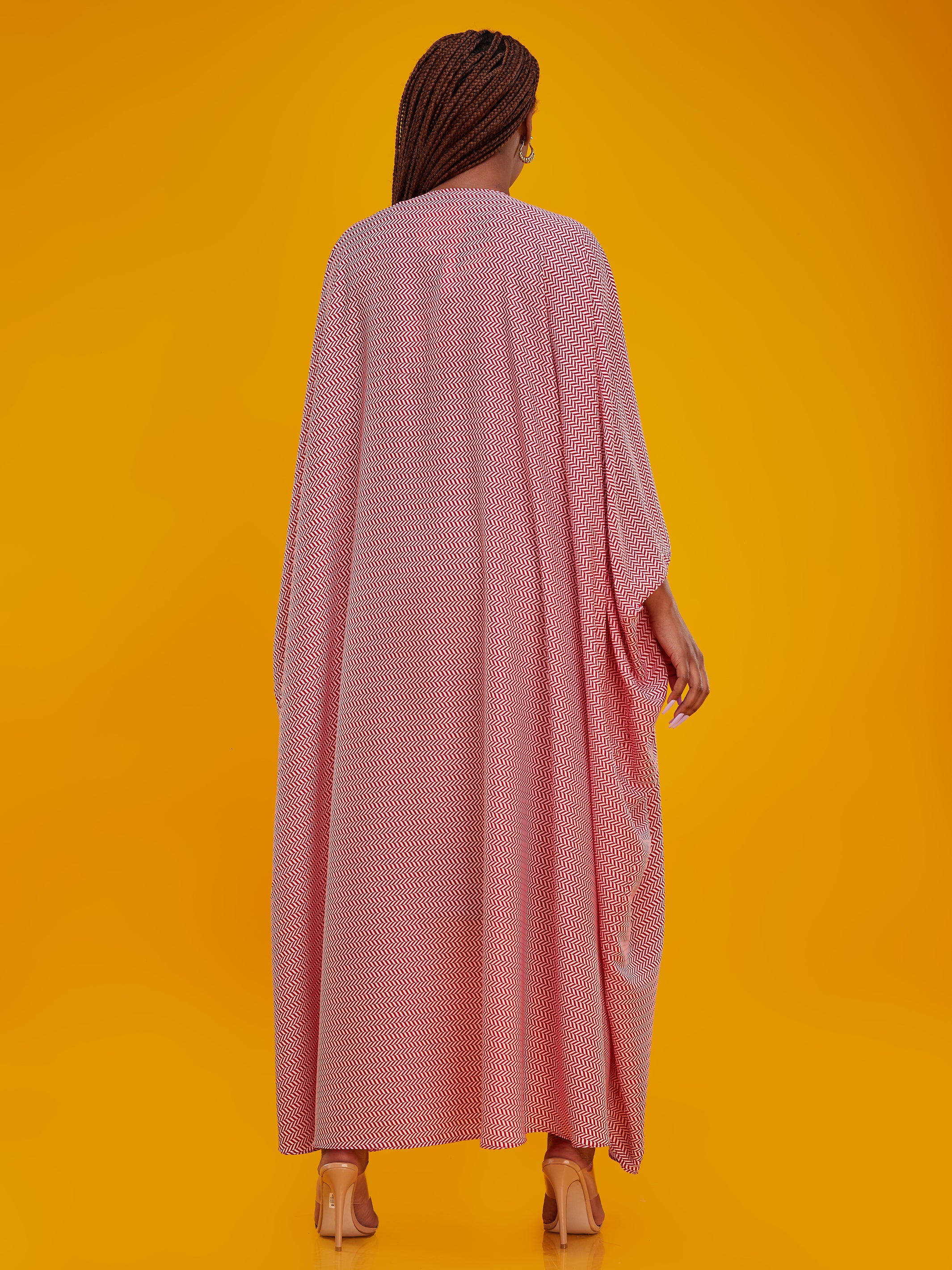 Vivo Muna Chiffon Kimono - Red / White Print
