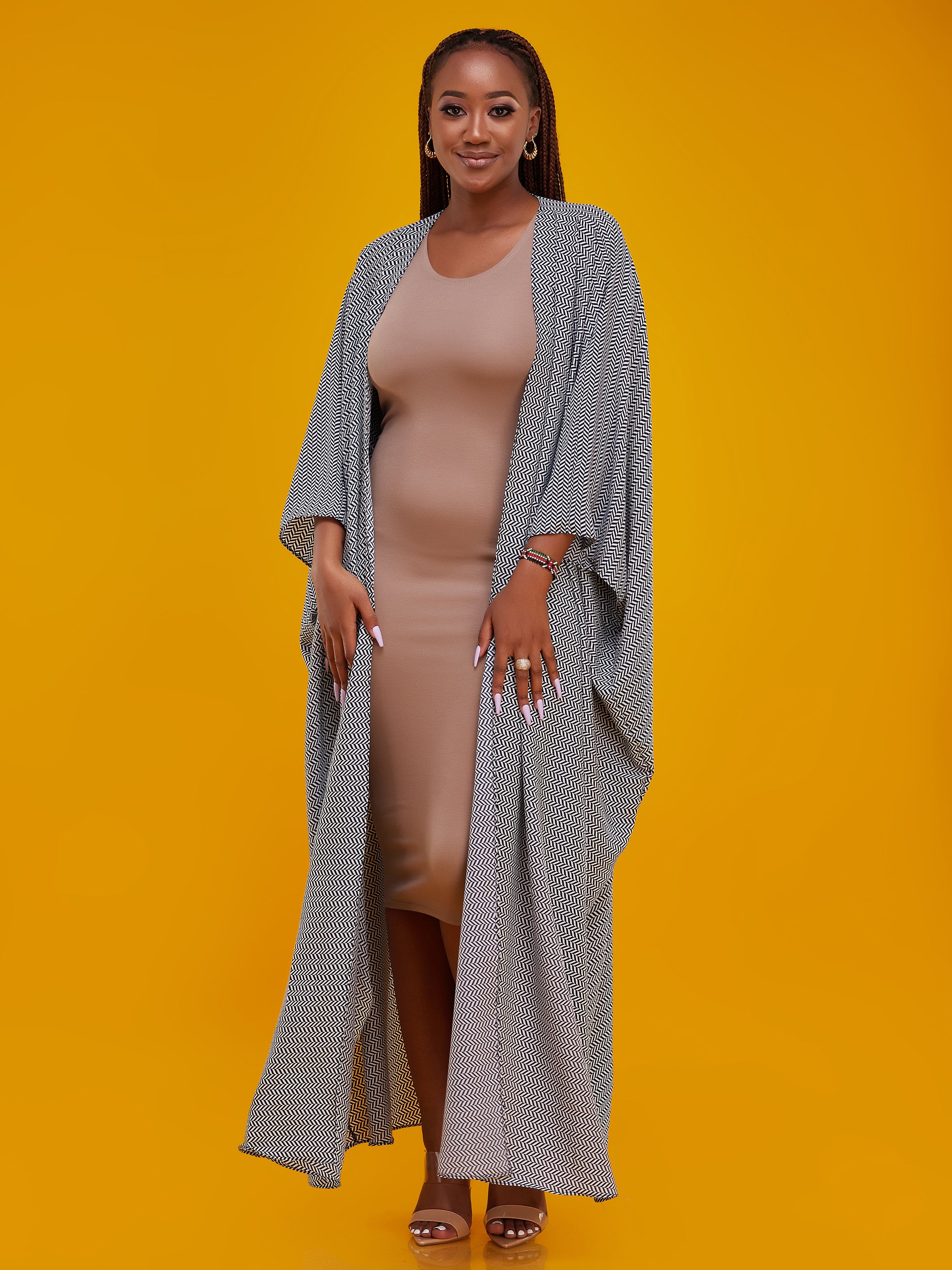 Vivo Muna Chiffon Kimono - Navy / White Print