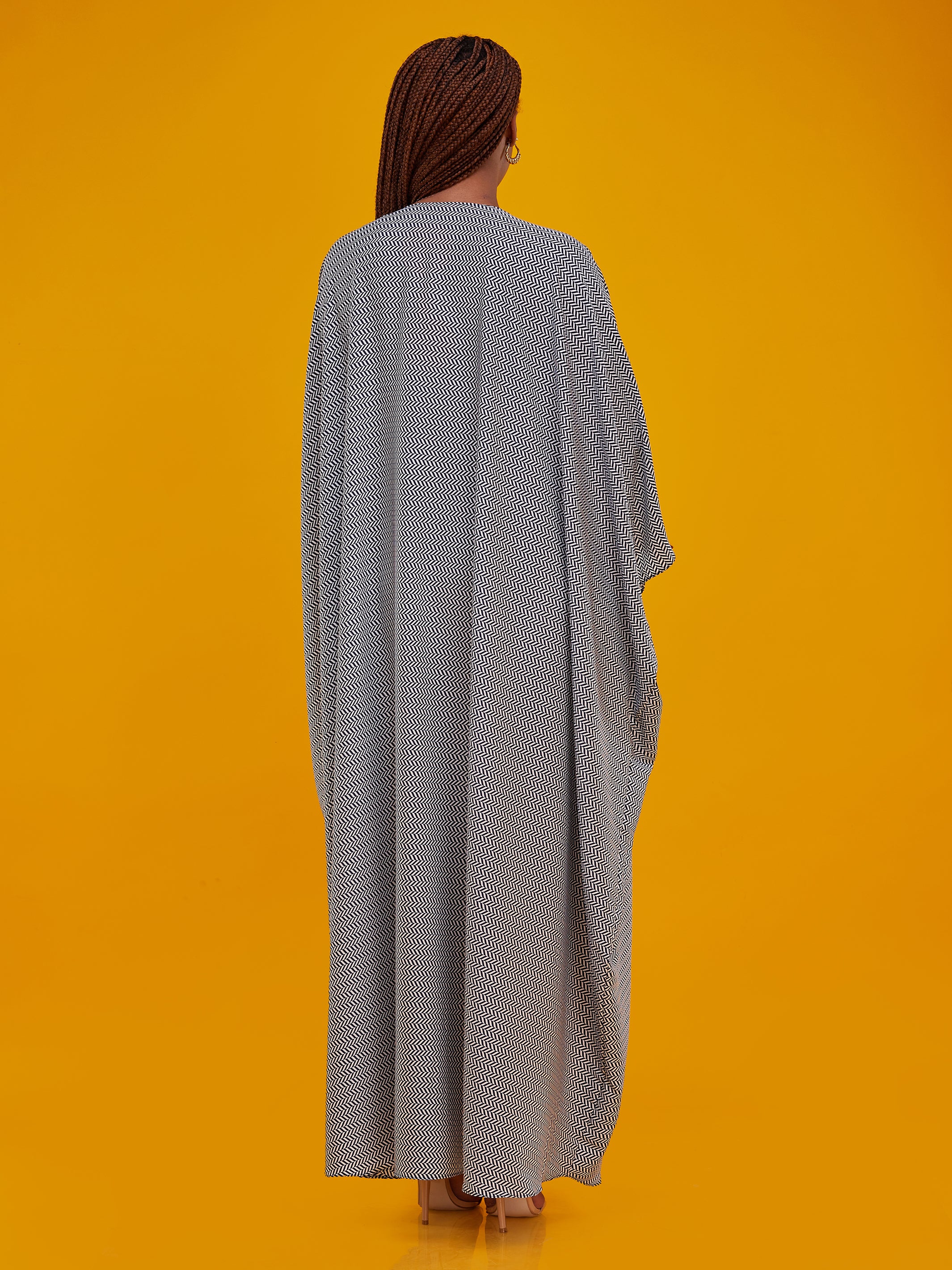 Vivo Muna Chiffon Kimono - Navy / White Print