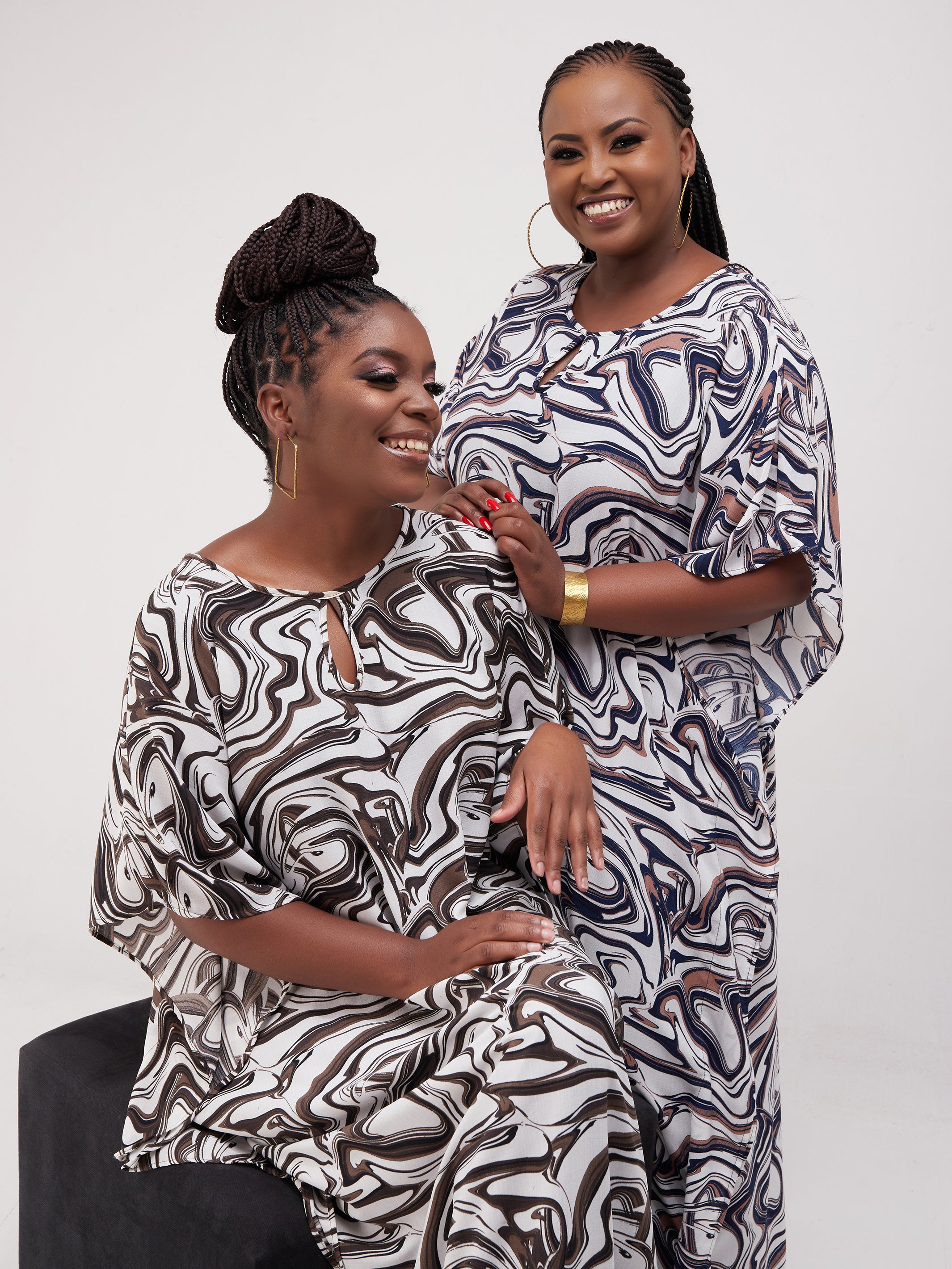 Vivo Sierra Maxi Kaftan - Navy / White Print