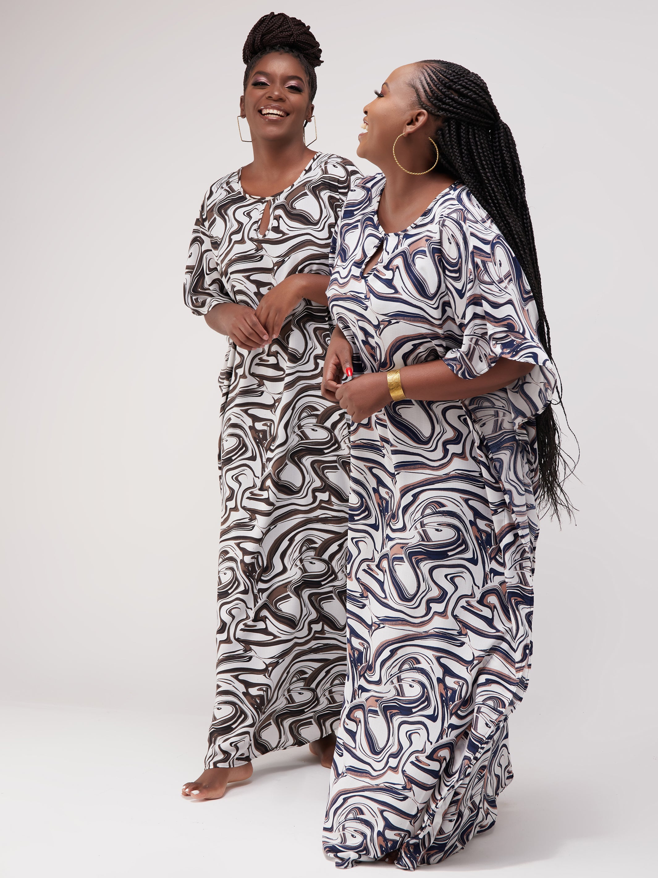 Vivo Sierra Maxi Kaftan - Navy / White Print