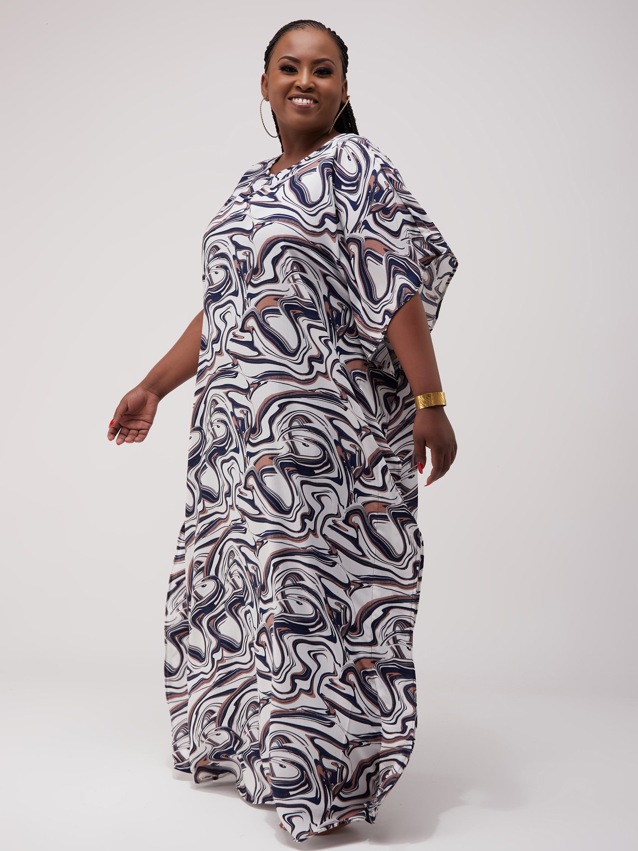 Vivo Sierra Maxi Kaftan - Navy / White Print