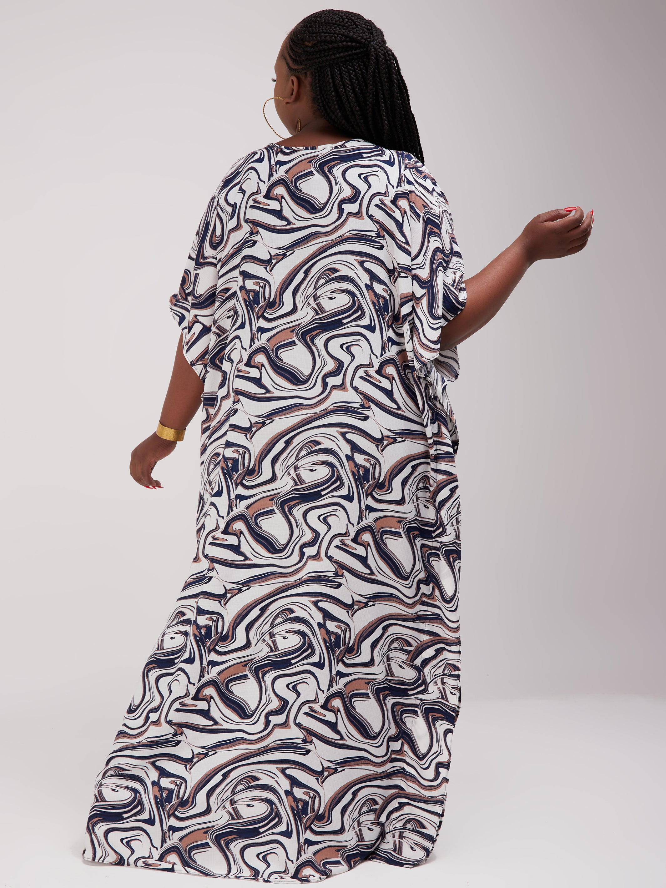 Vivo Sierra Maxi Kaftan - Navy / White Print