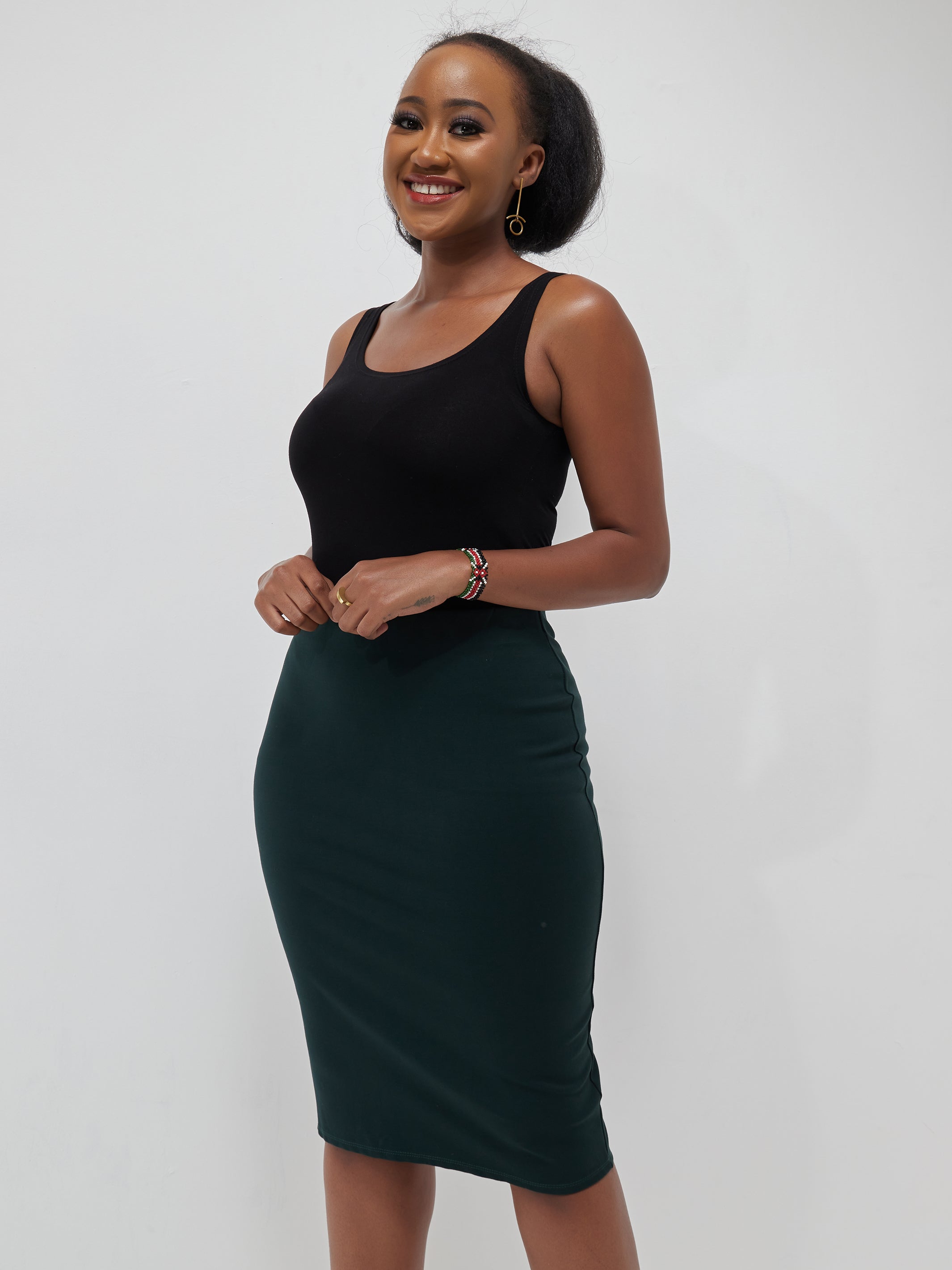 Vivo Basic Waridi Pencil Skirt - Dark Green