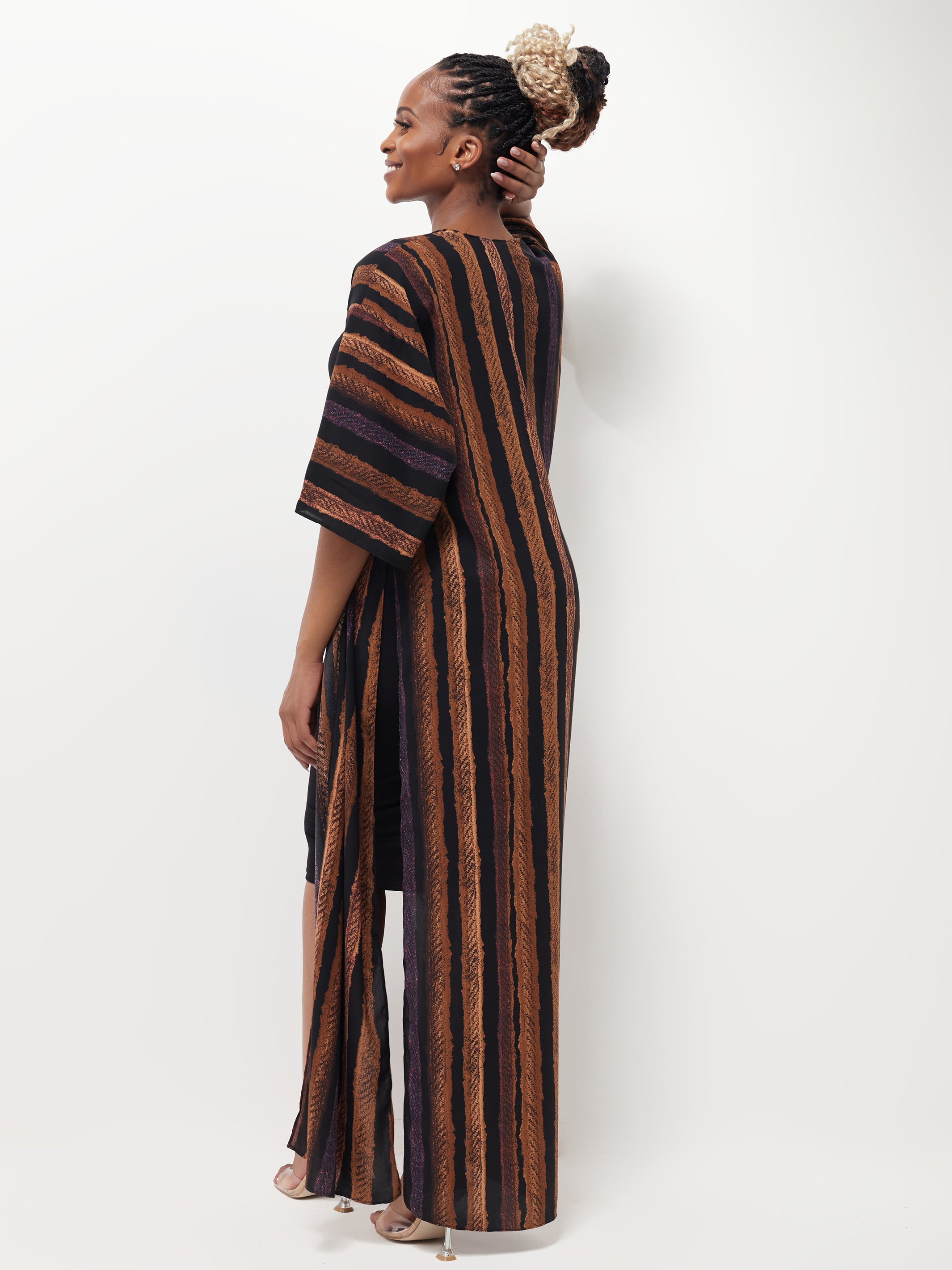 Safari Naima Kimono - Black / Brown Print