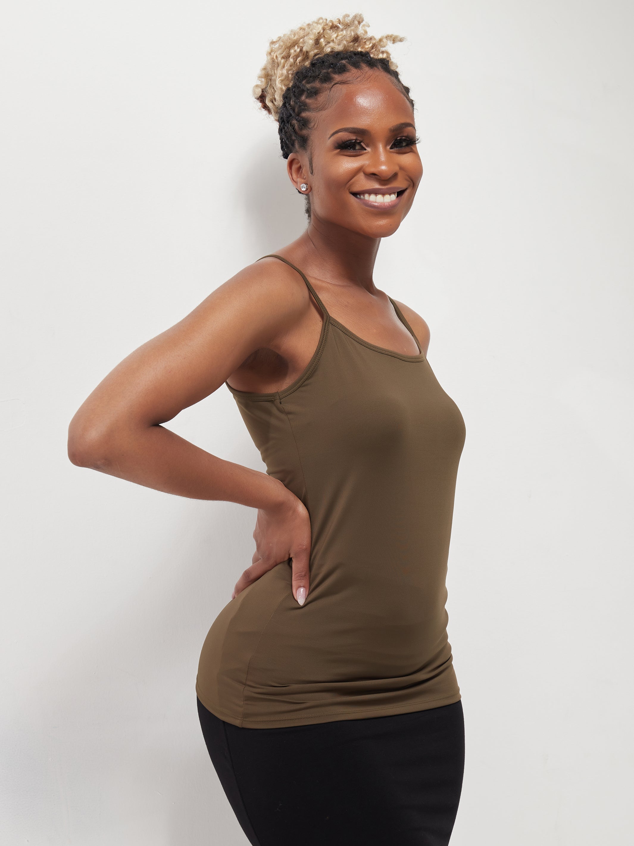 Zoya Basic Spaghetti Tank Top - Hunters Green