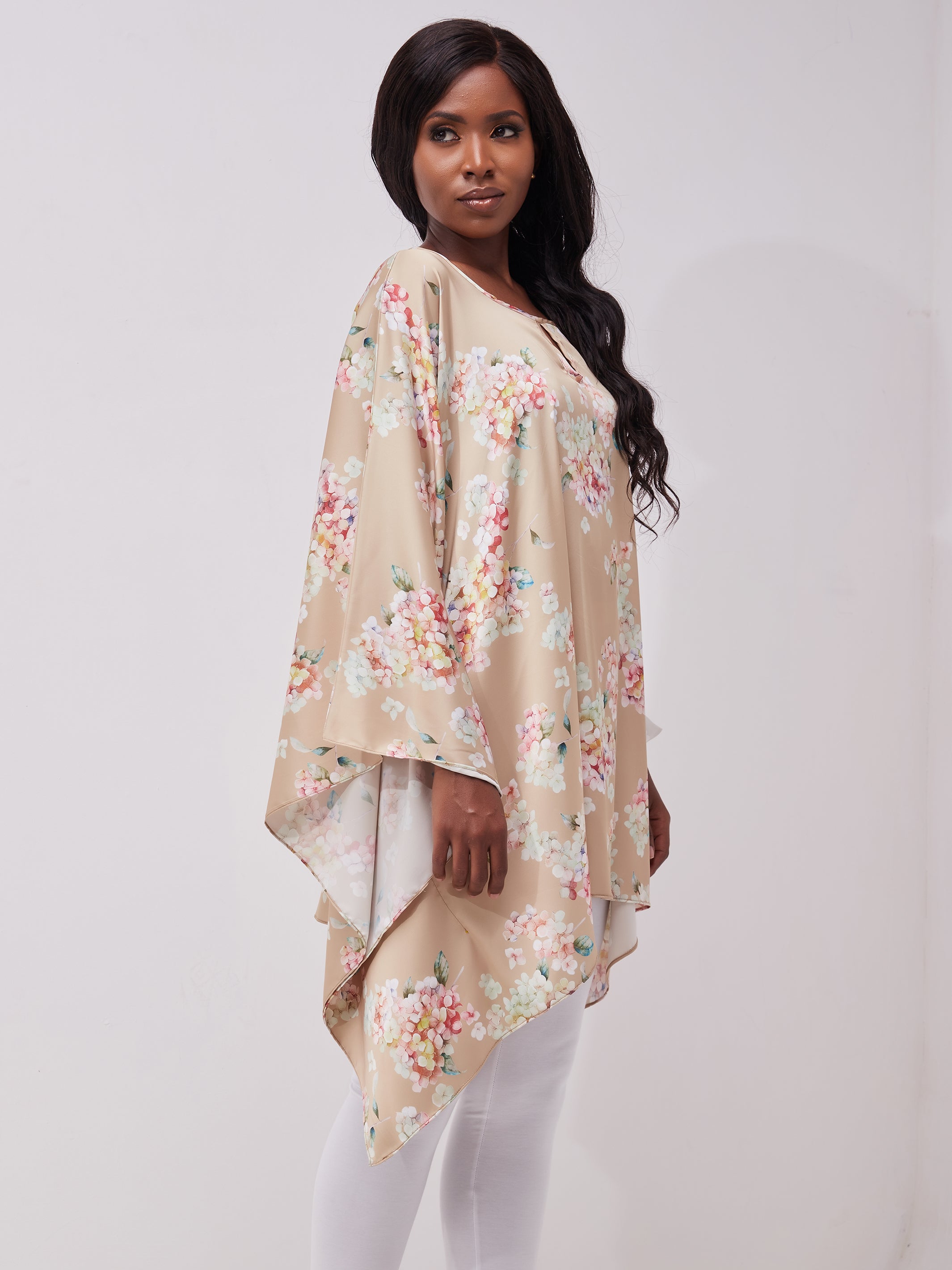 Vivo Sierra Tunic Kaftan Top - Mustard Floral Print