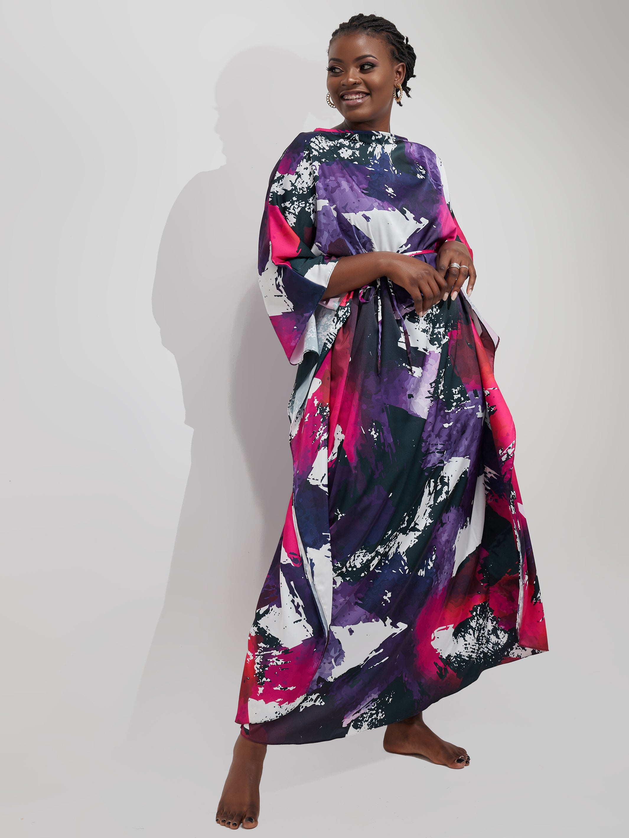 Vivo Muna Maxi Kaftan - Purple Print