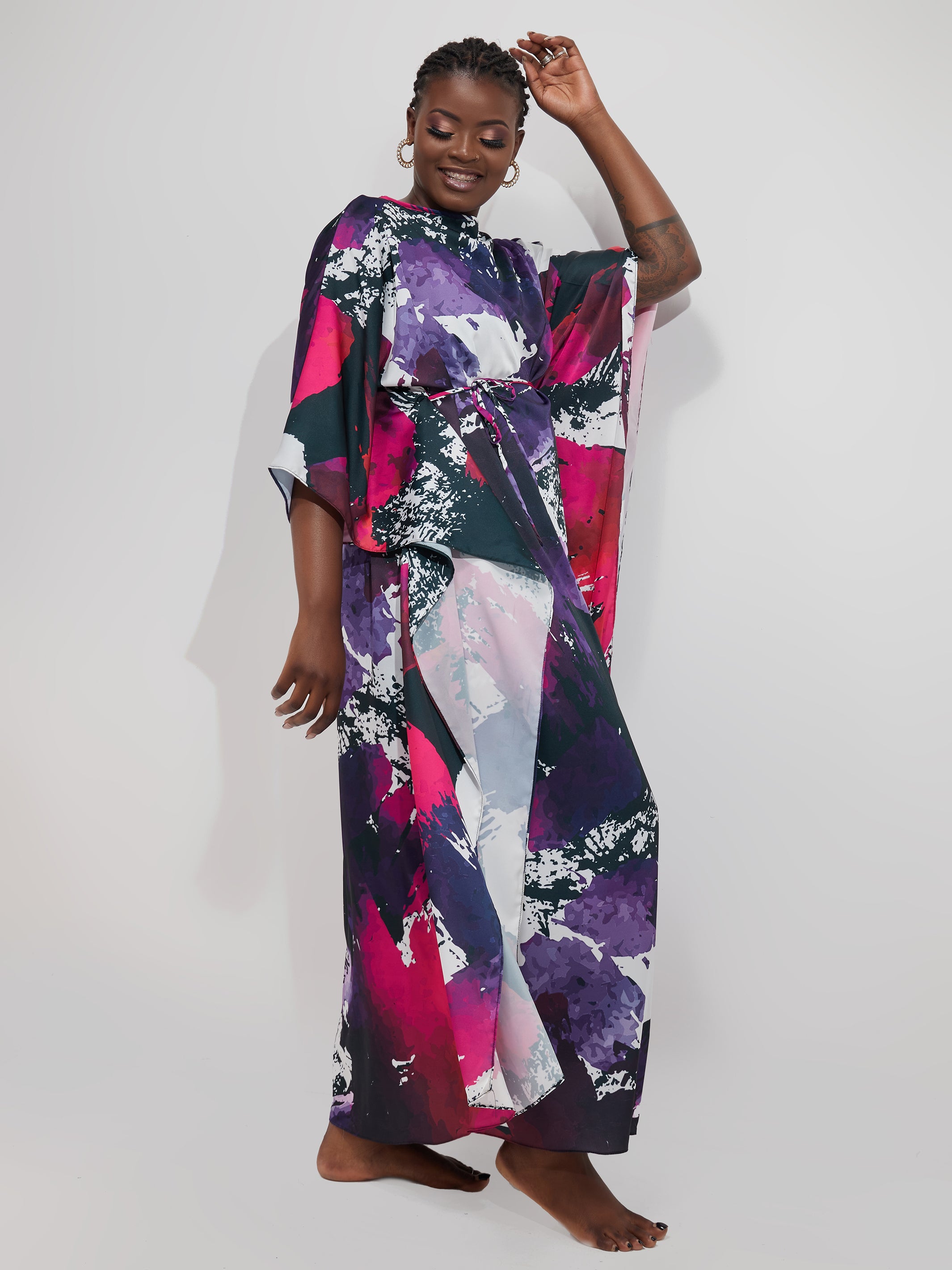 Vivo Muna Maxi Kaftan - Purple Print