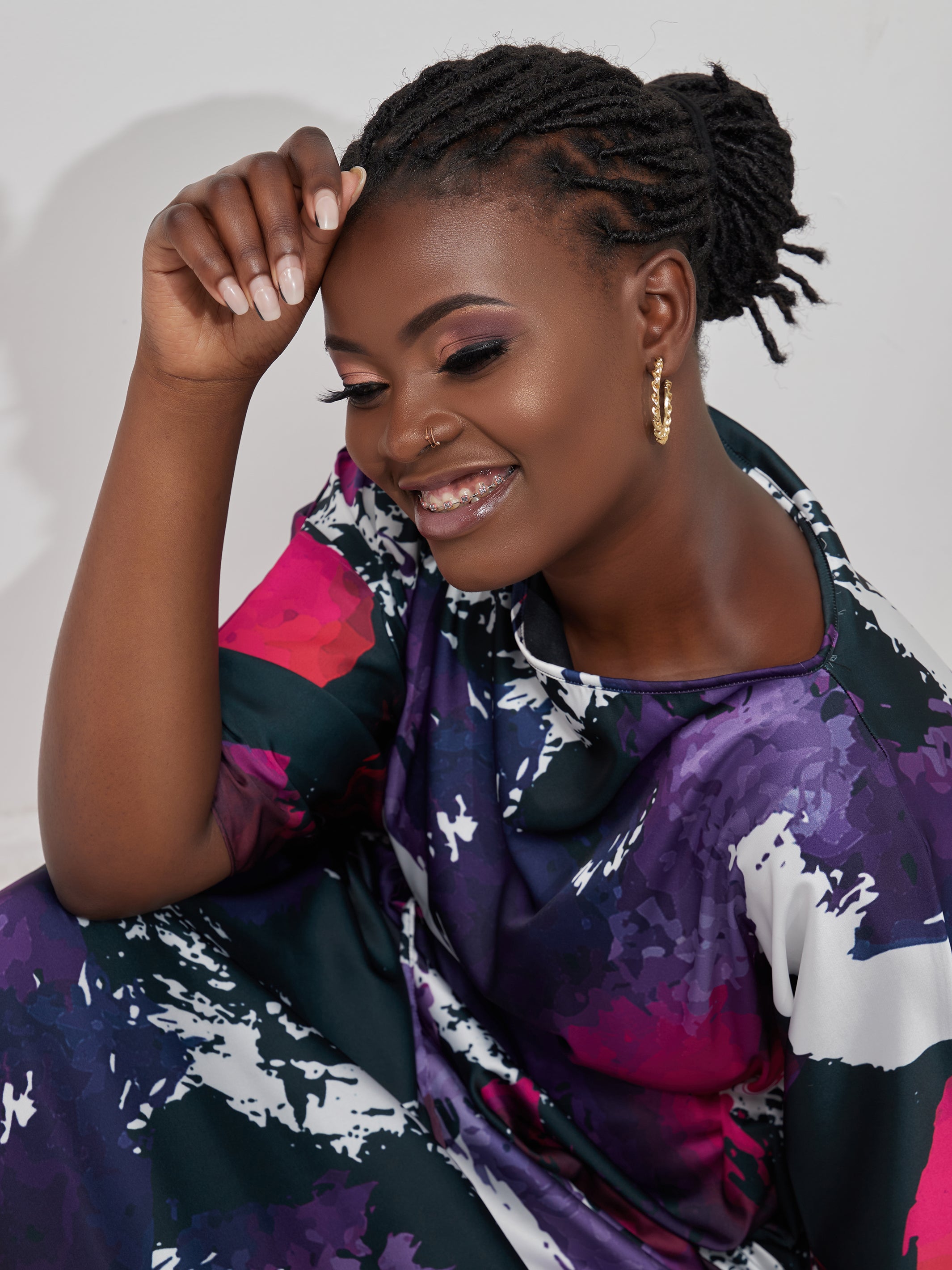 Vivo Muna Maxi Kaftan - Purple Print