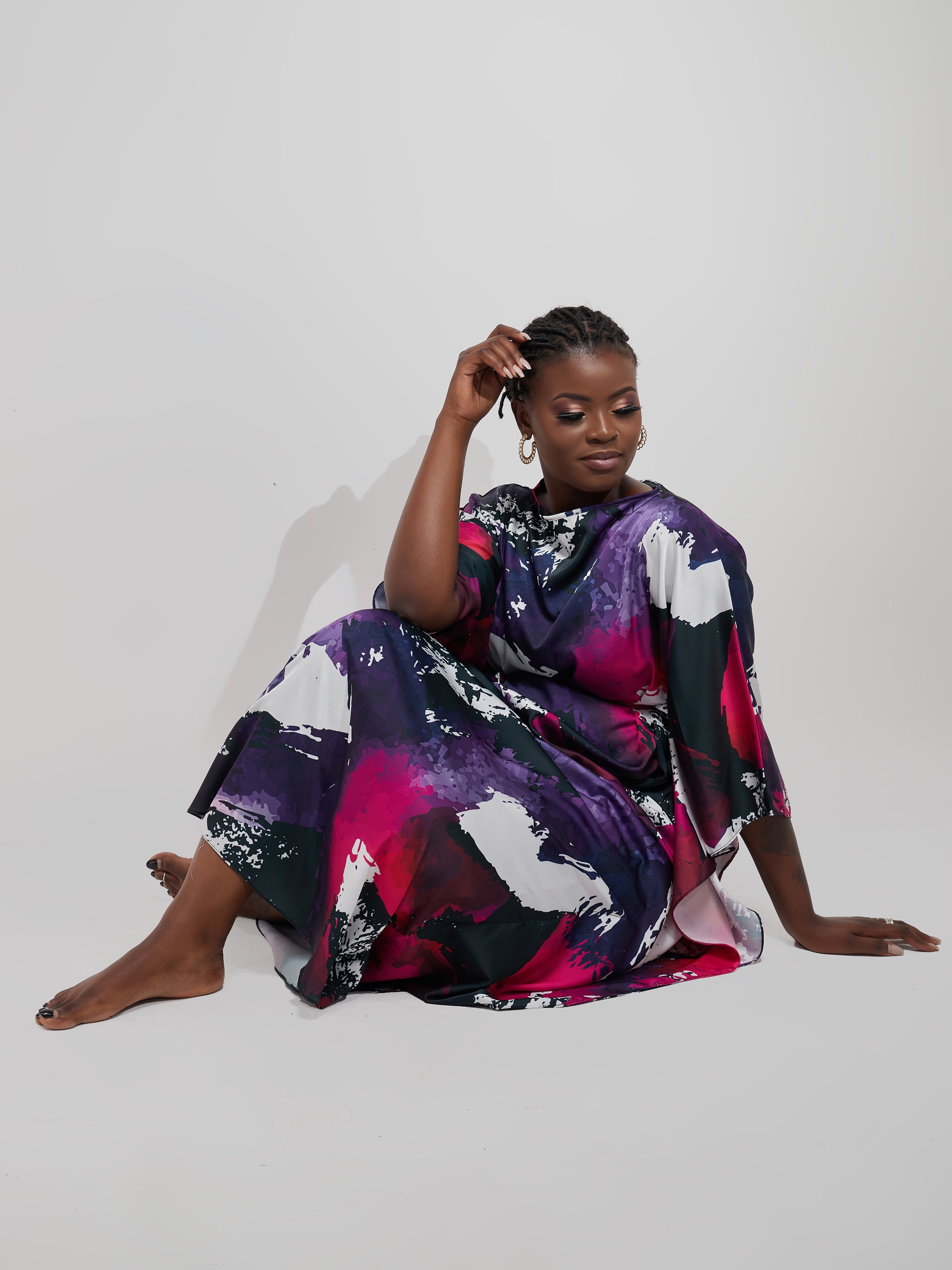 Vivo Muna Maxi Kaftan - Purple Print