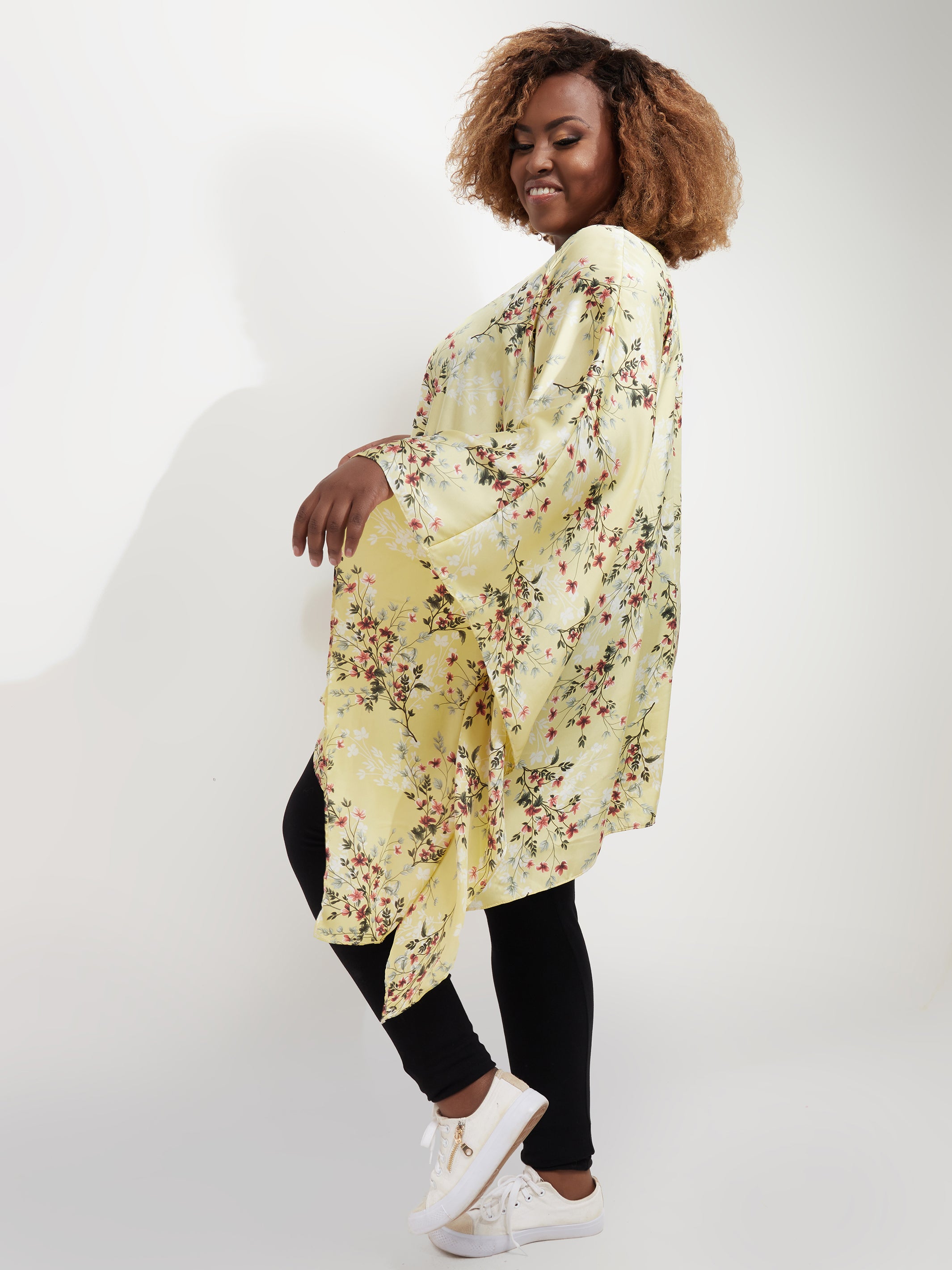 Vivo Sierra Tunic Kaftan Top - Pink Floral Print