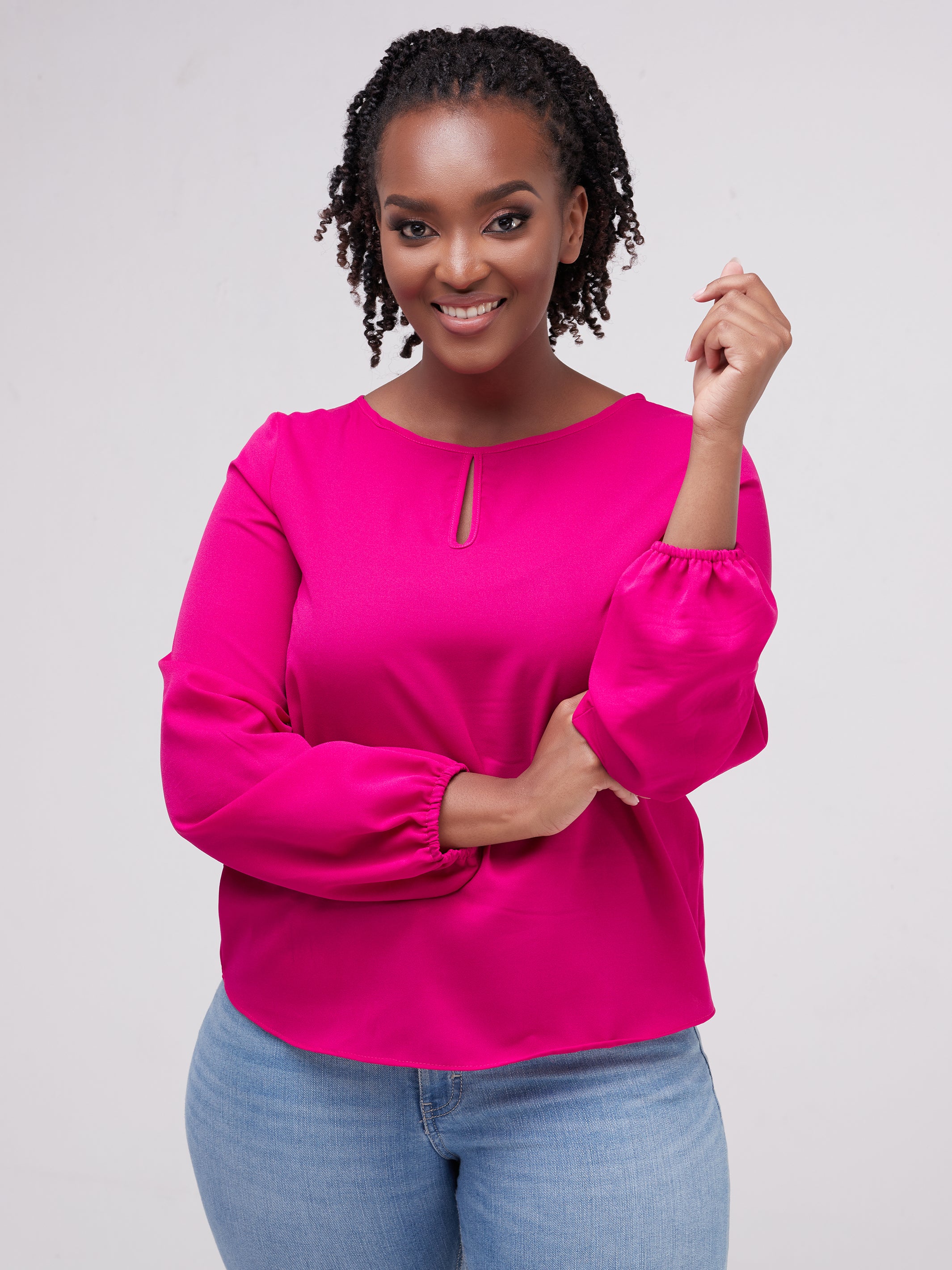 Vivo Sierra Bishop Sleeve Top - Pink