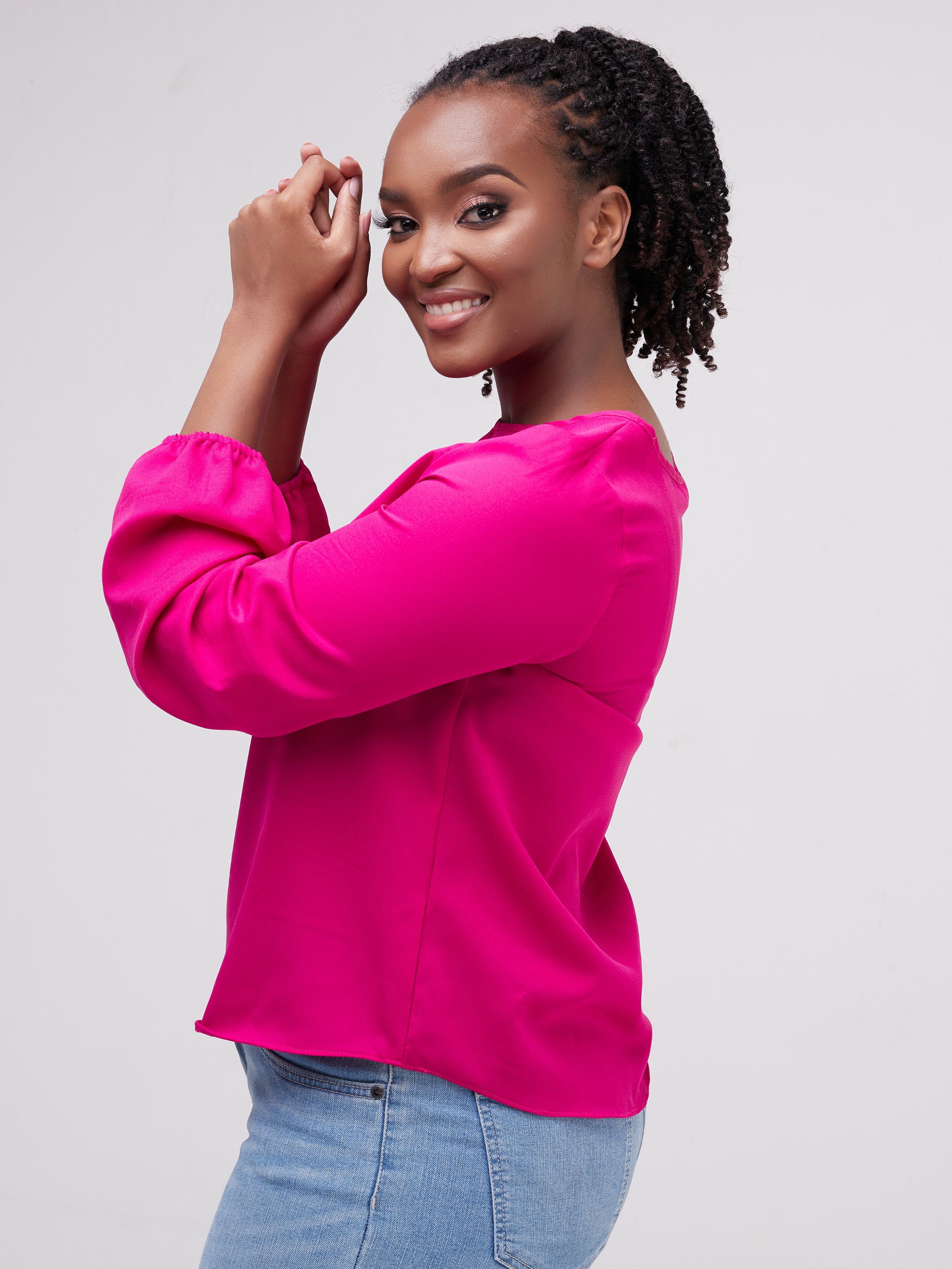 Vivo Sierra Bishop Sleeve Top - Pink