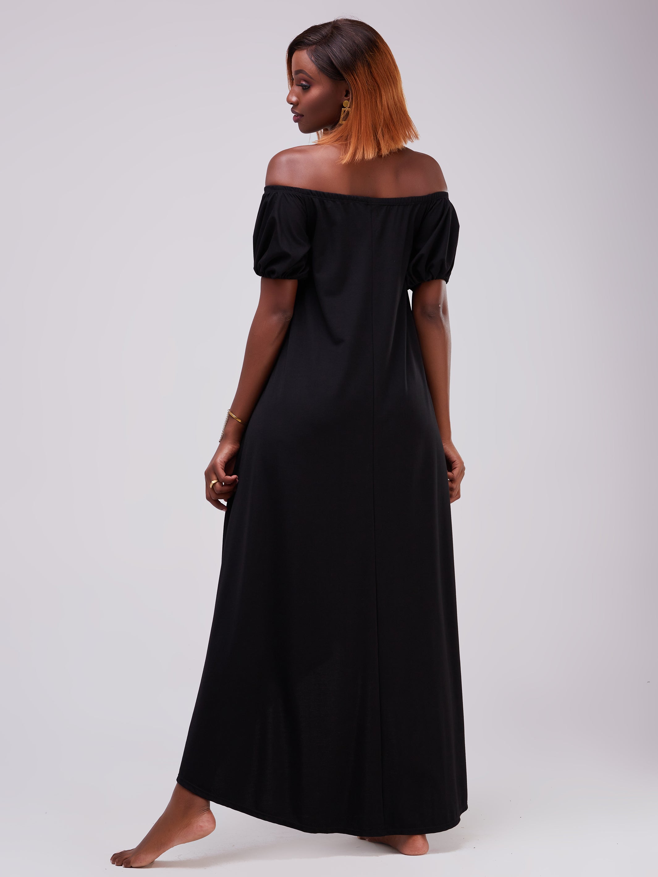 Vivo Zari Puff Sleeve High Low Dress - Black