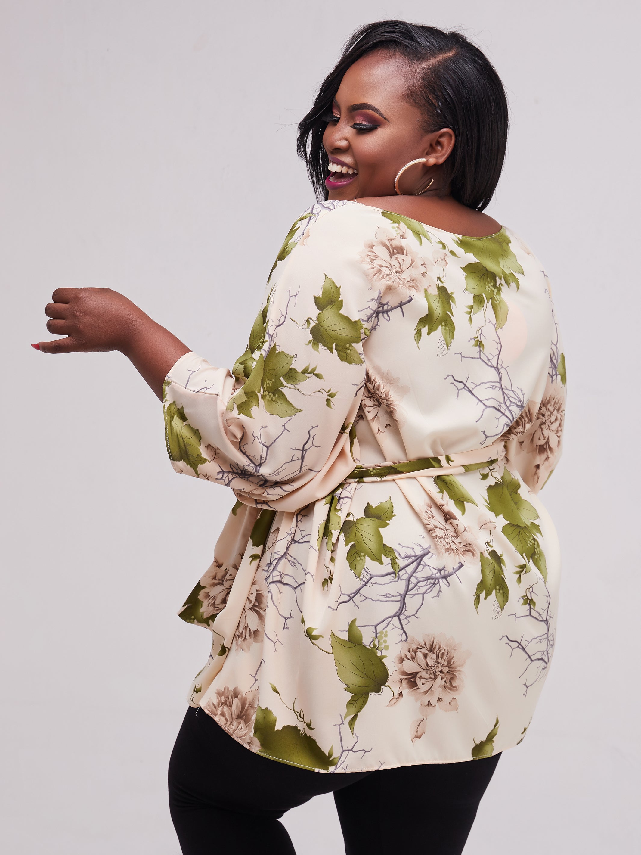 Safari Maisha Wide Loose Top - Buttermilk Print