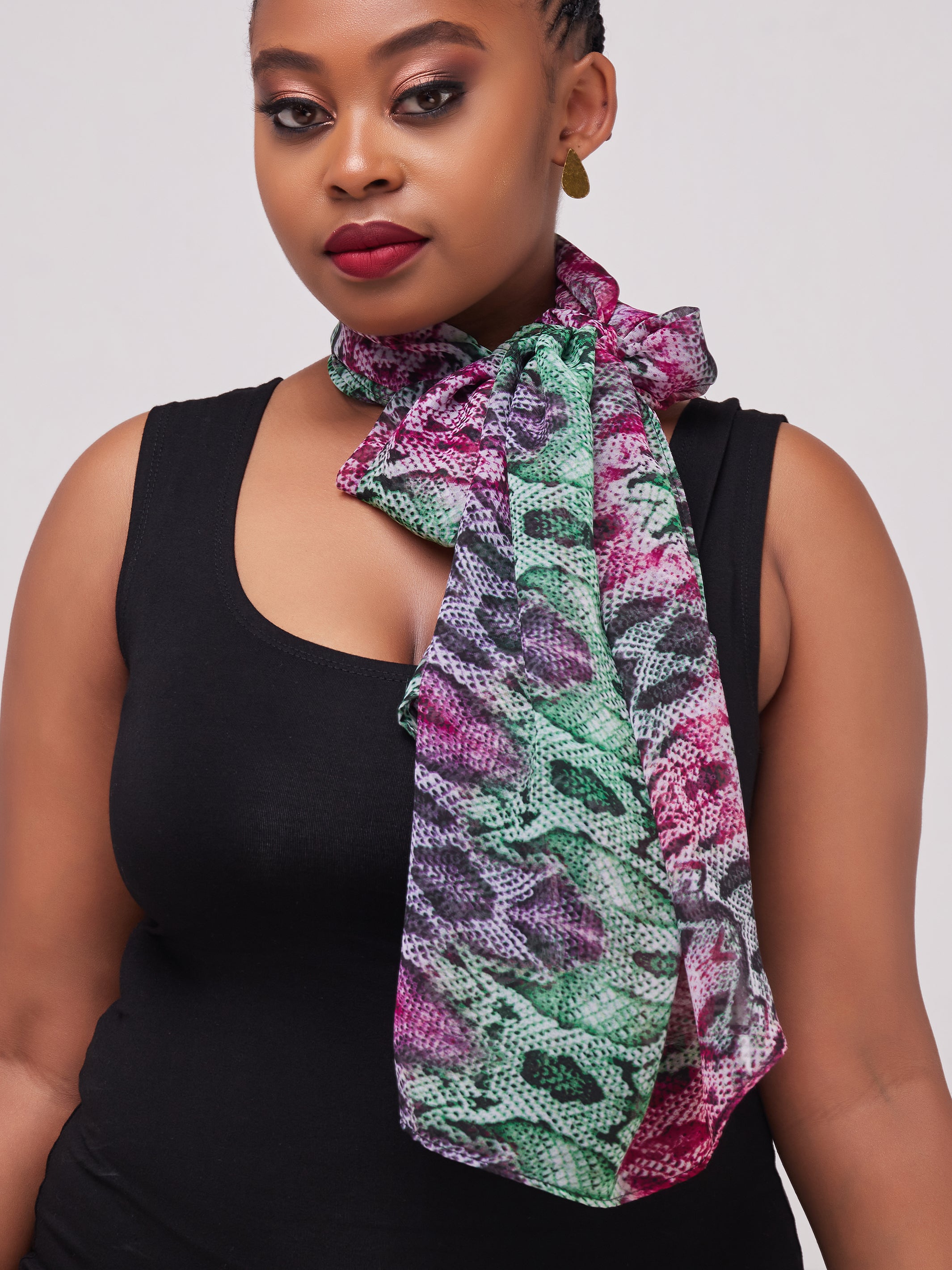 Safari Basic Chiffon Scarf - Pink Print