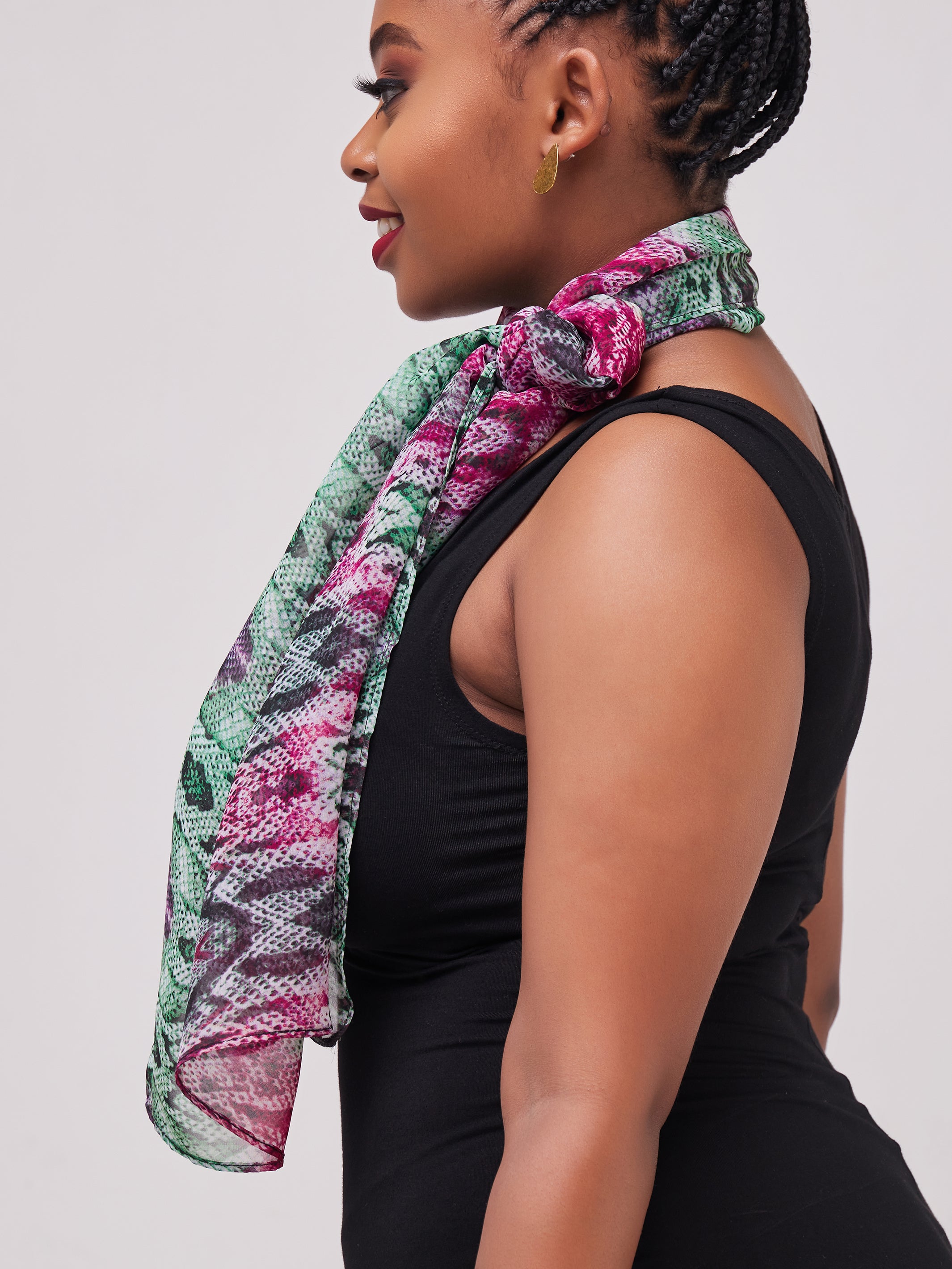 Safari Basic Chiffon Scarf - Pink Print