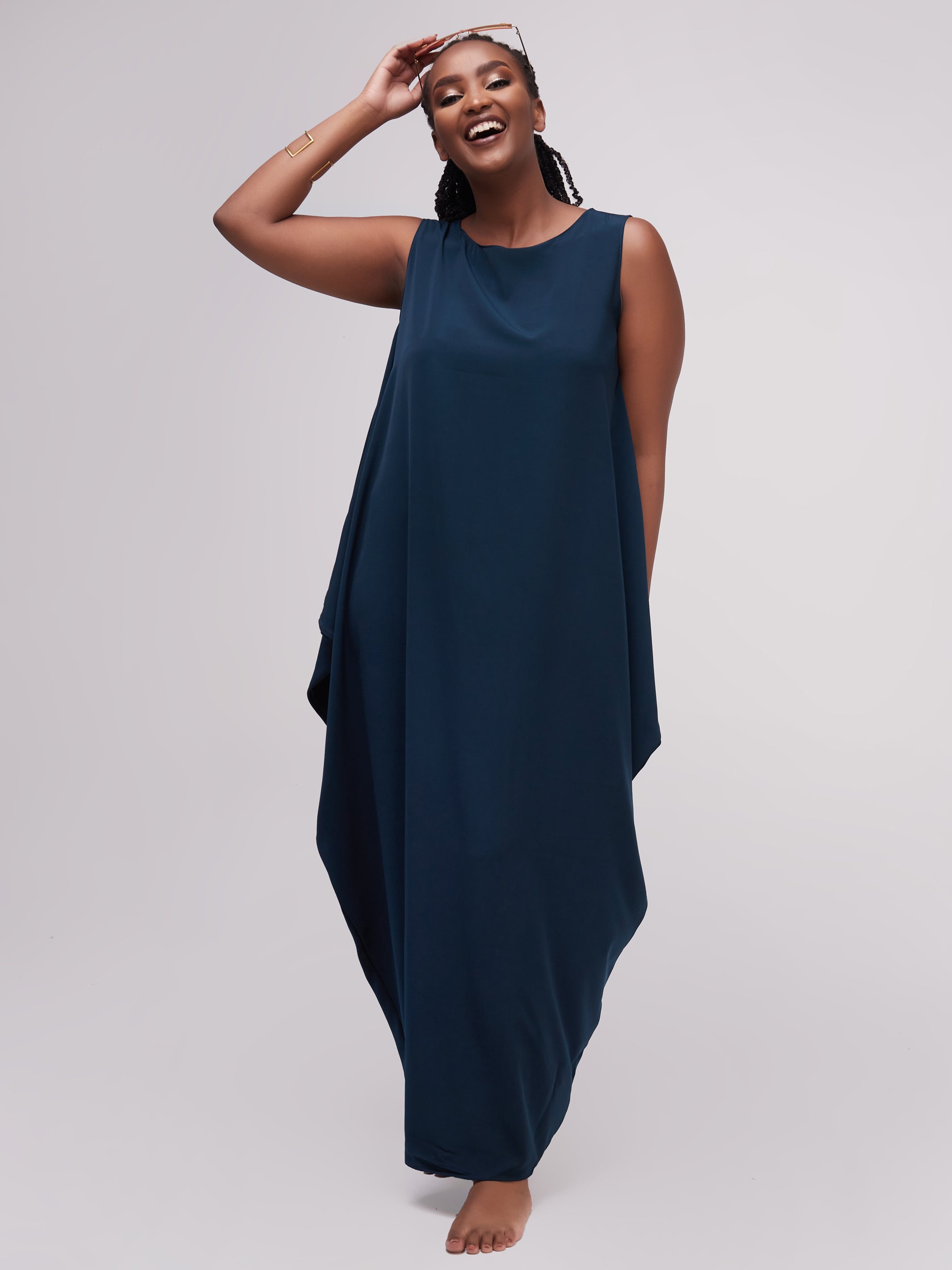 Vivo Alek Side Cowl Sleeveless Maxi Dress - Teal
