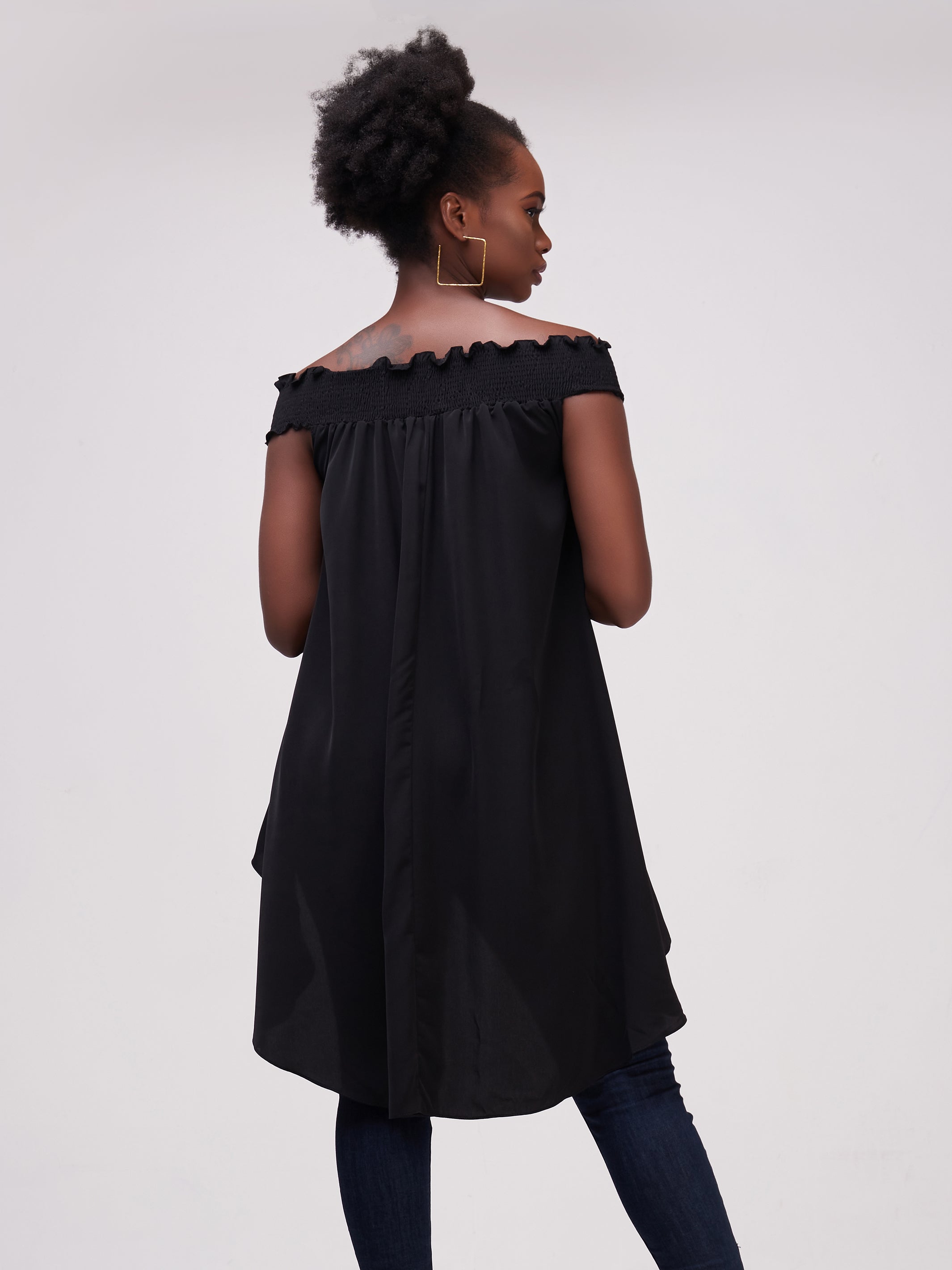 Vivo Alek Off Shoulder High-Low Top - Black