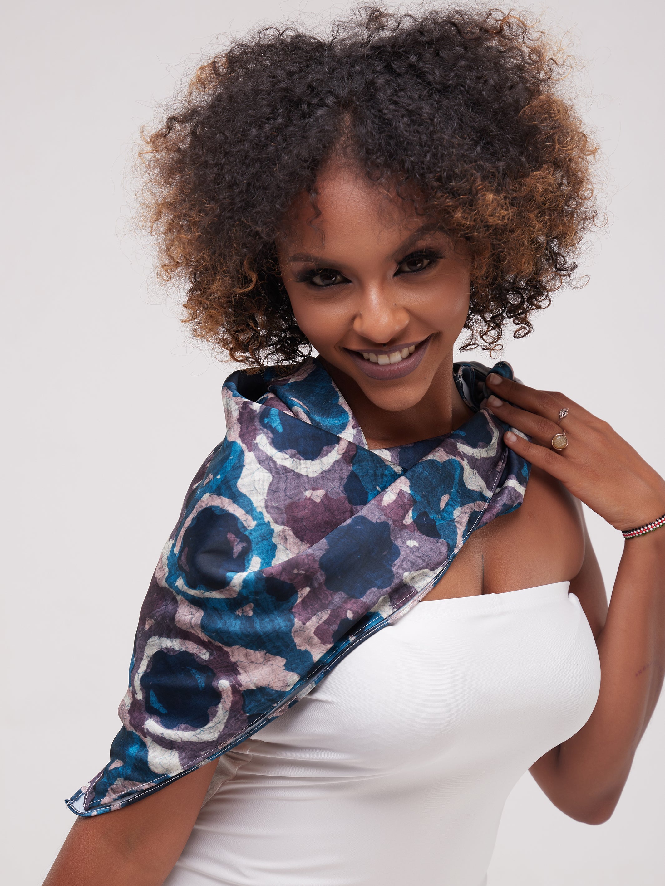 Zoya Essentials Satin Scarf - Blue Batik