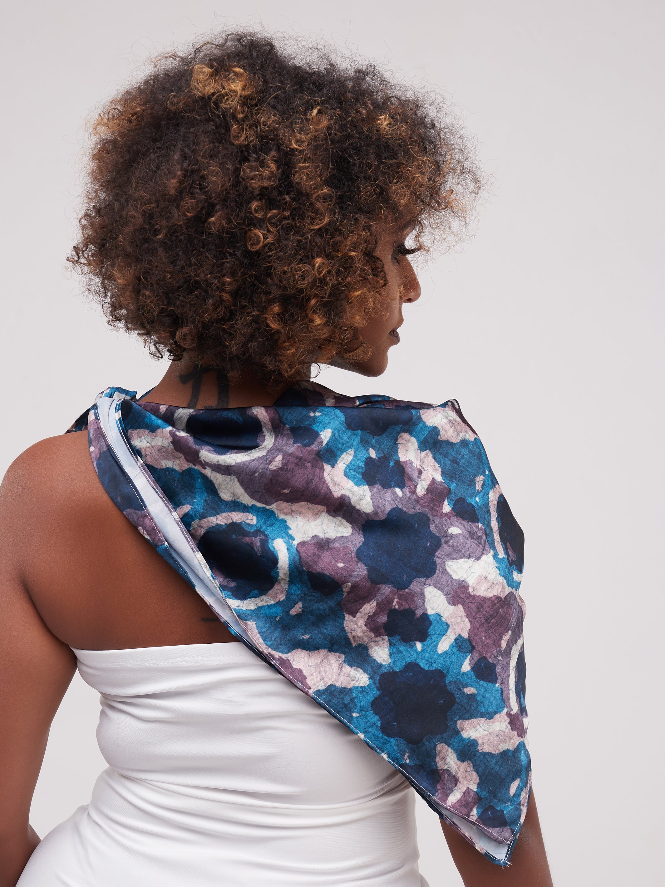 Zoya Essentials Satin Scarf - Blue Batik