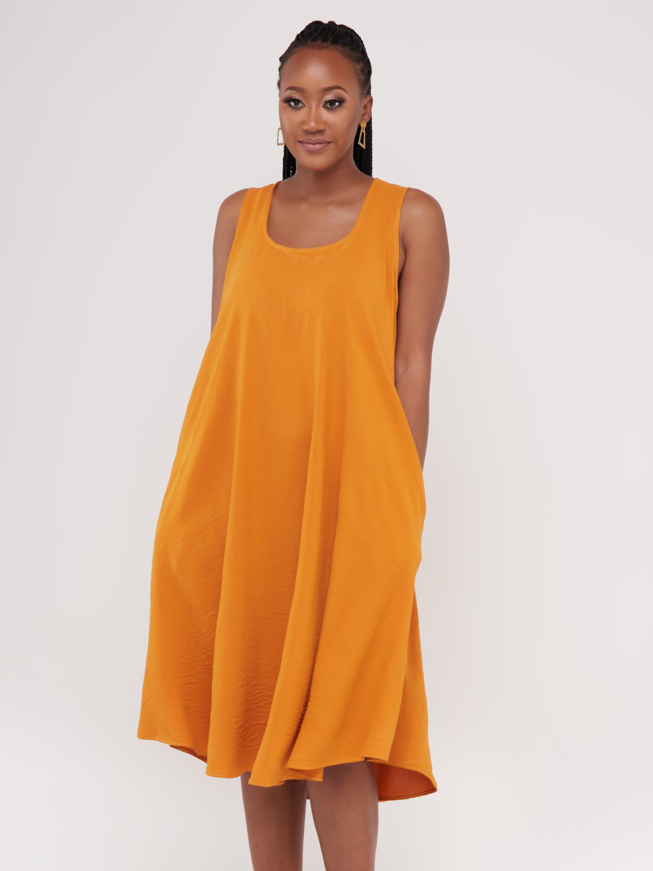 Vivo Dayo Sleeveless Knee Length Dress - Mustard