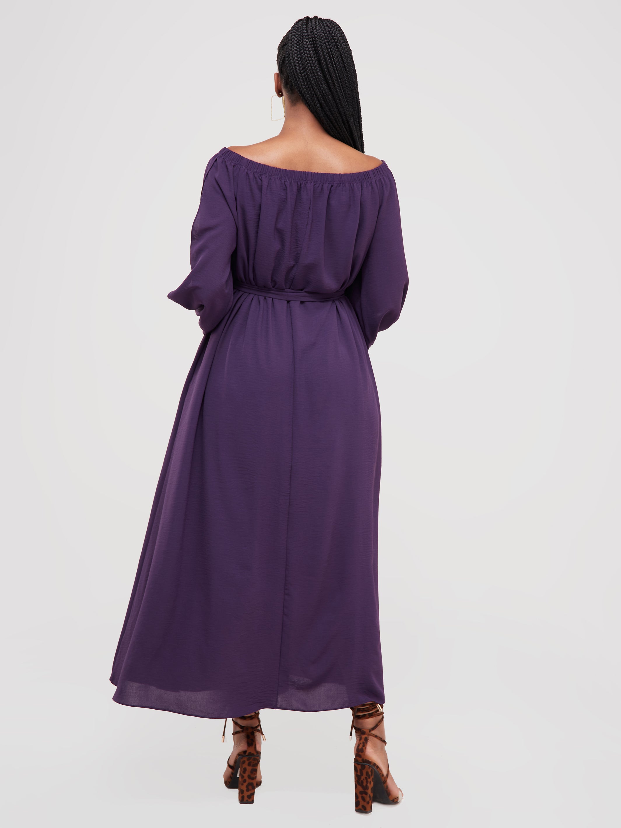 Vivo Dayo Off-Shoulder Slit Maxi Dress - Purple