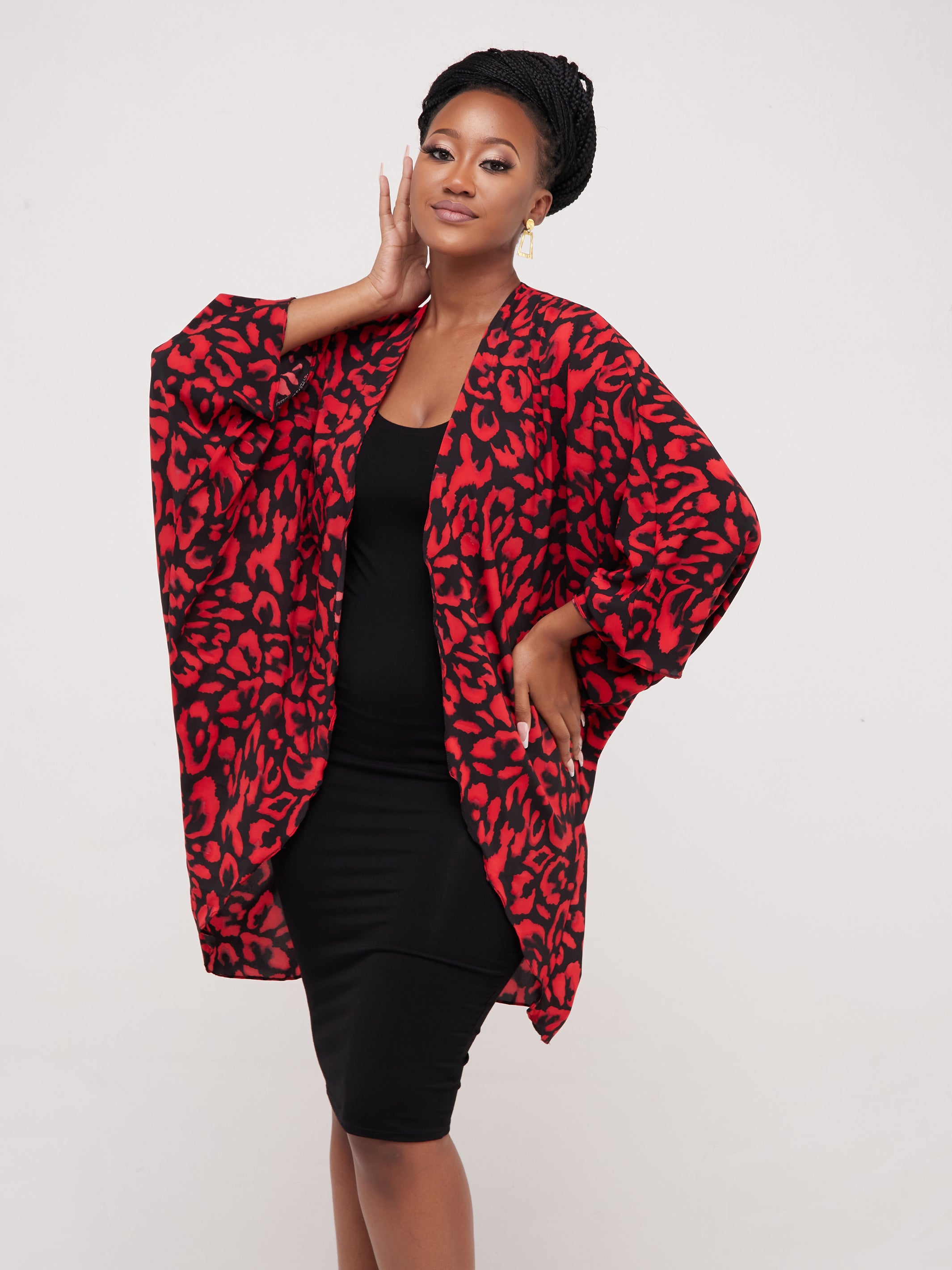 Safari Maisha Butterfly Waterfall - Red / Black Print