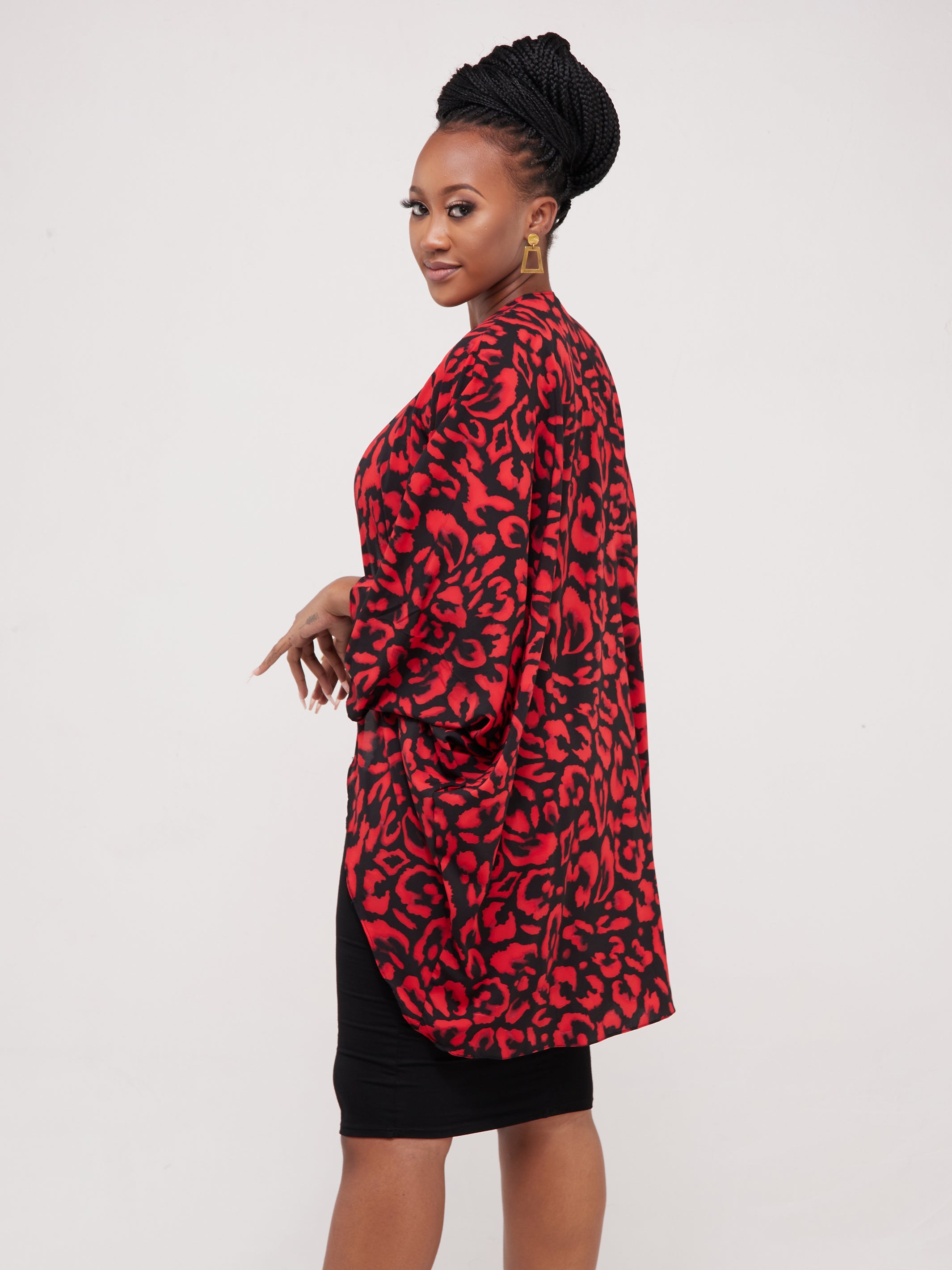 Safari Maisha Butterfly Waterfall - Red / Black Print