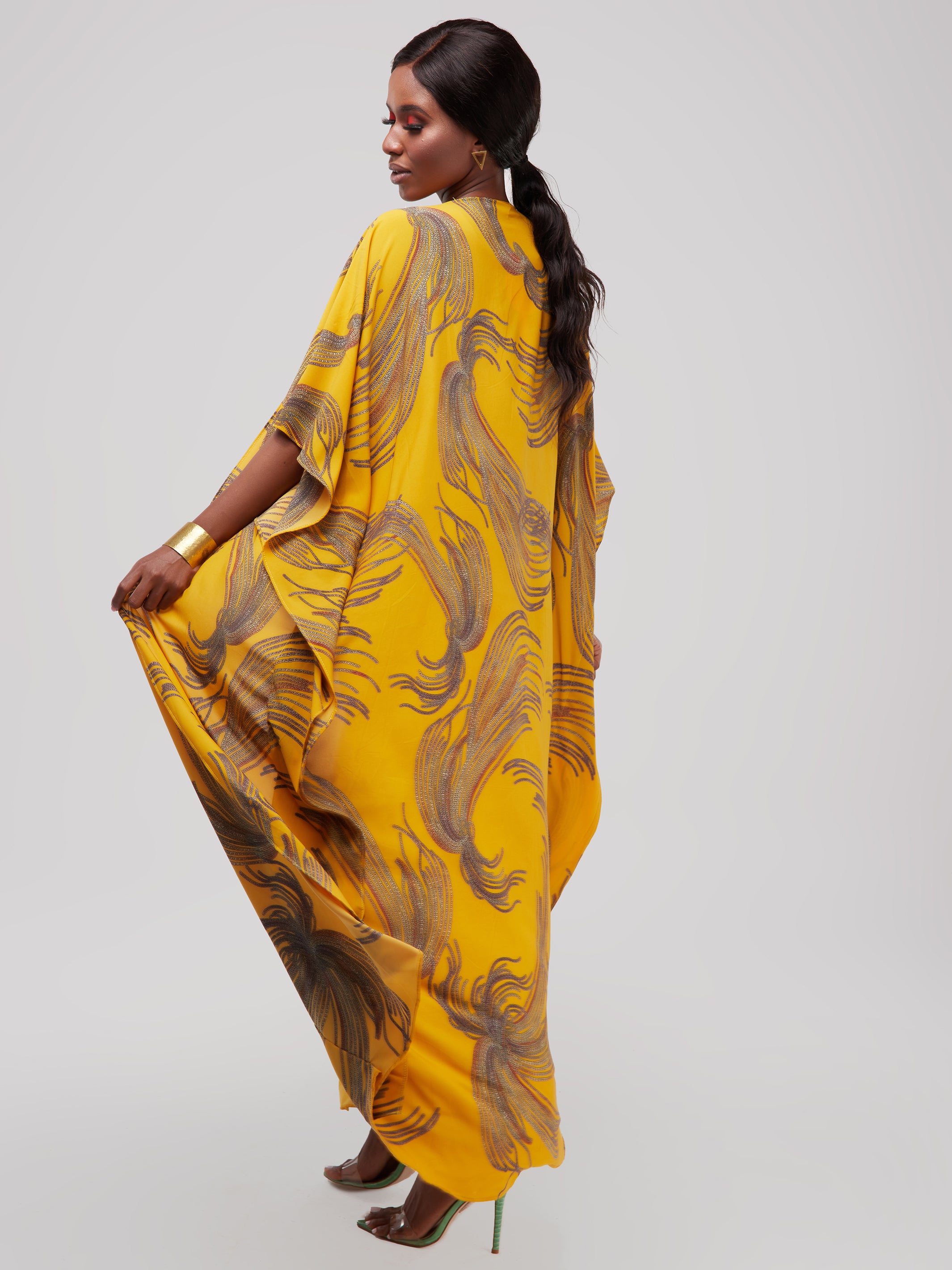 Safari Maisha Maxi Kimono Cover-Up - Mustard Print