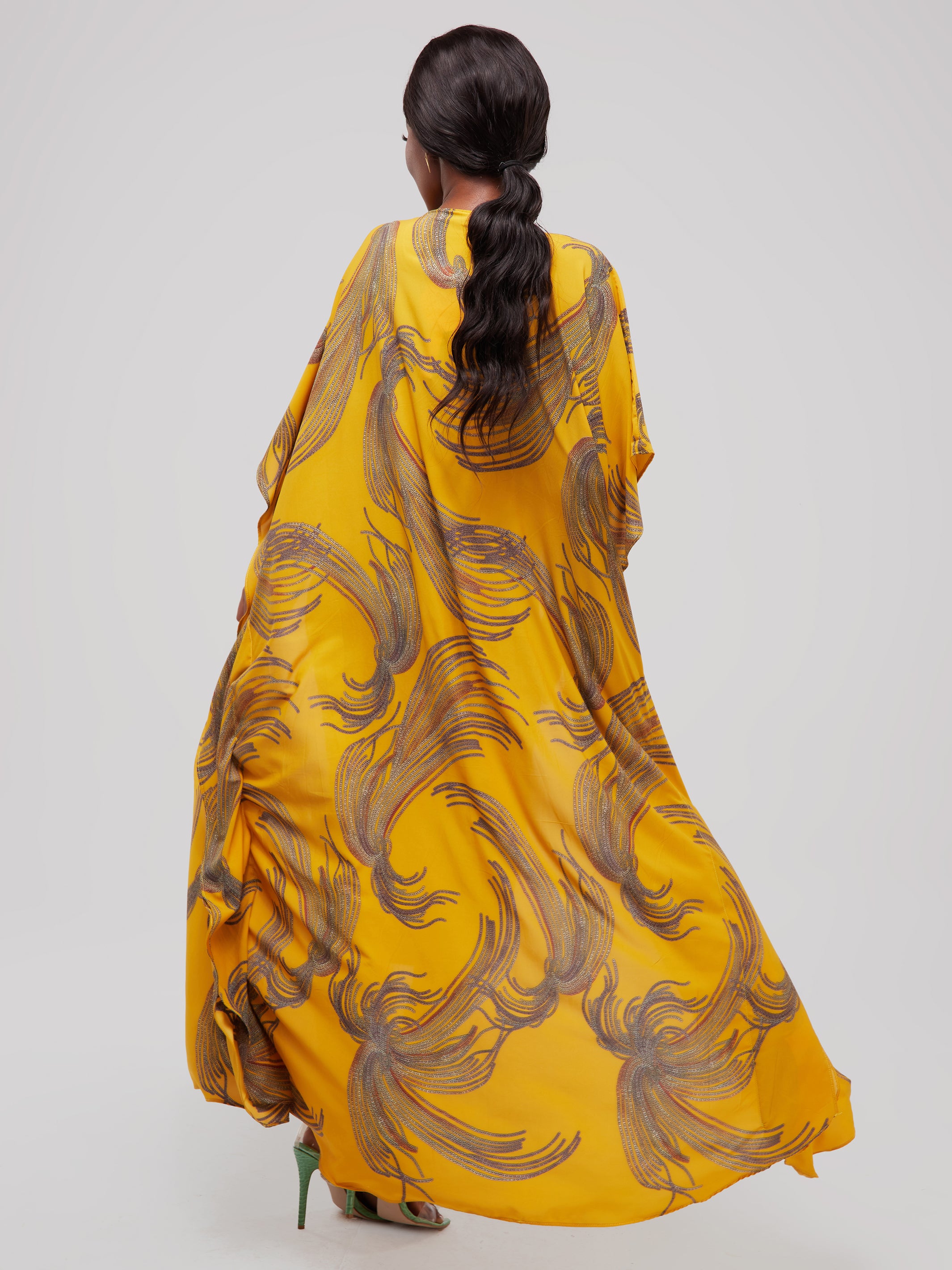 Safari Maisha Maxi Kimono Cover-Up - Mustard Print