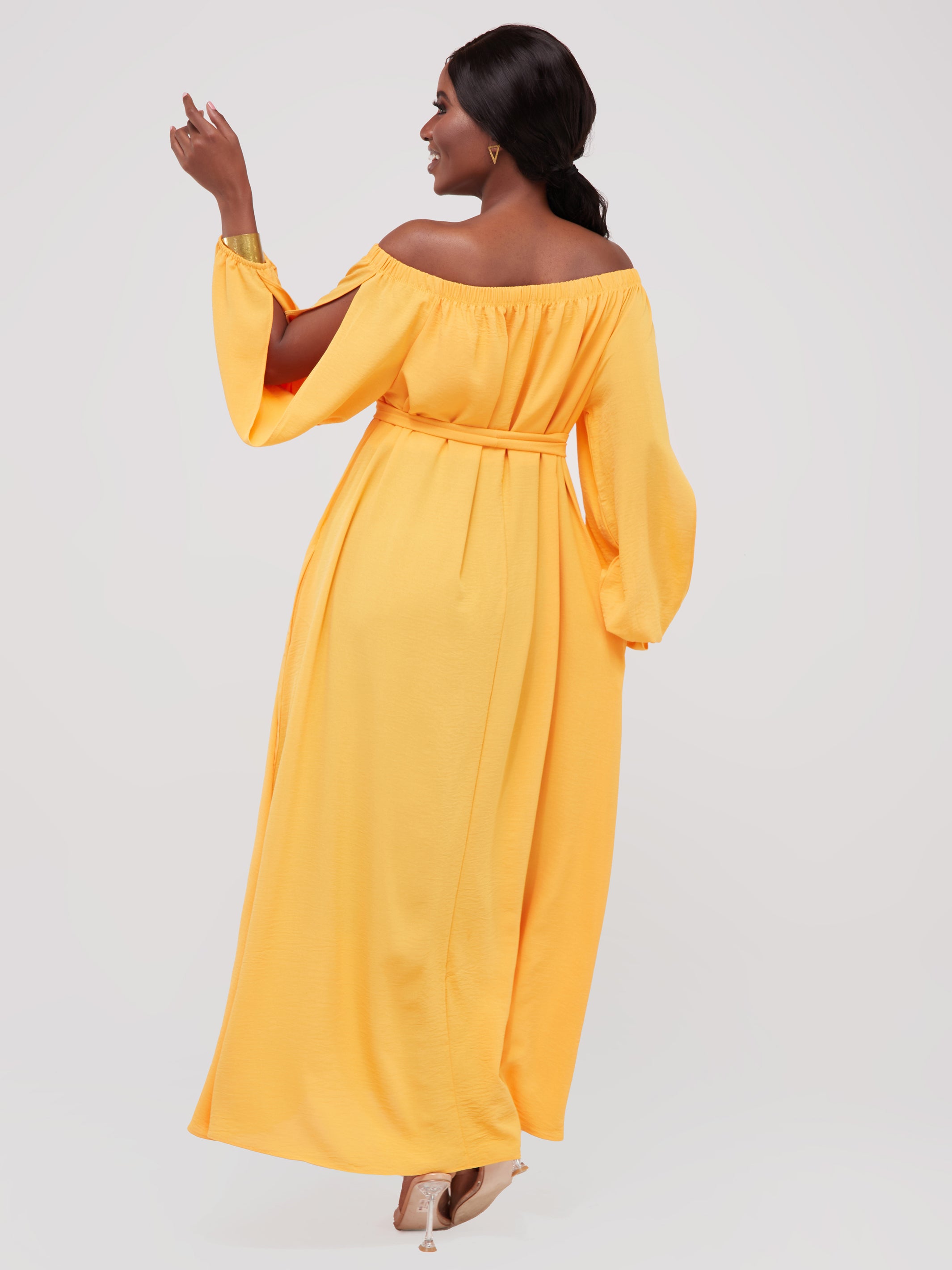 Vivo Dayo Off-Shoulder Slit Maxi Dress - Yellow