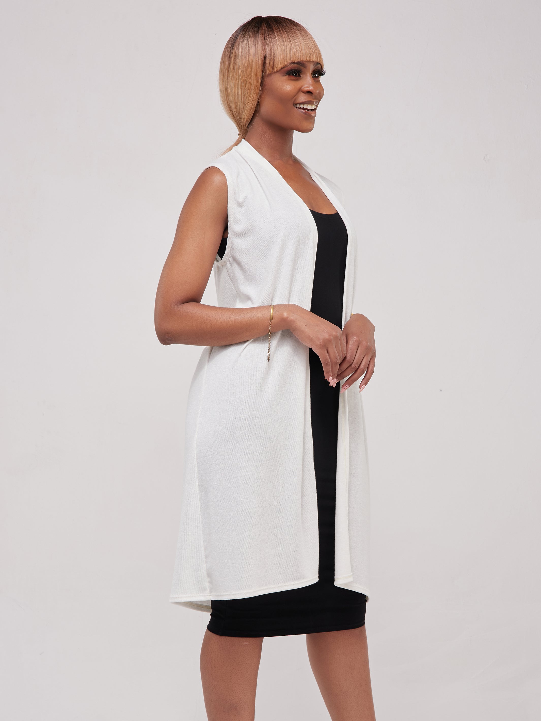 Vivo Basic Sleeveless Sweater Waterfall - Off White