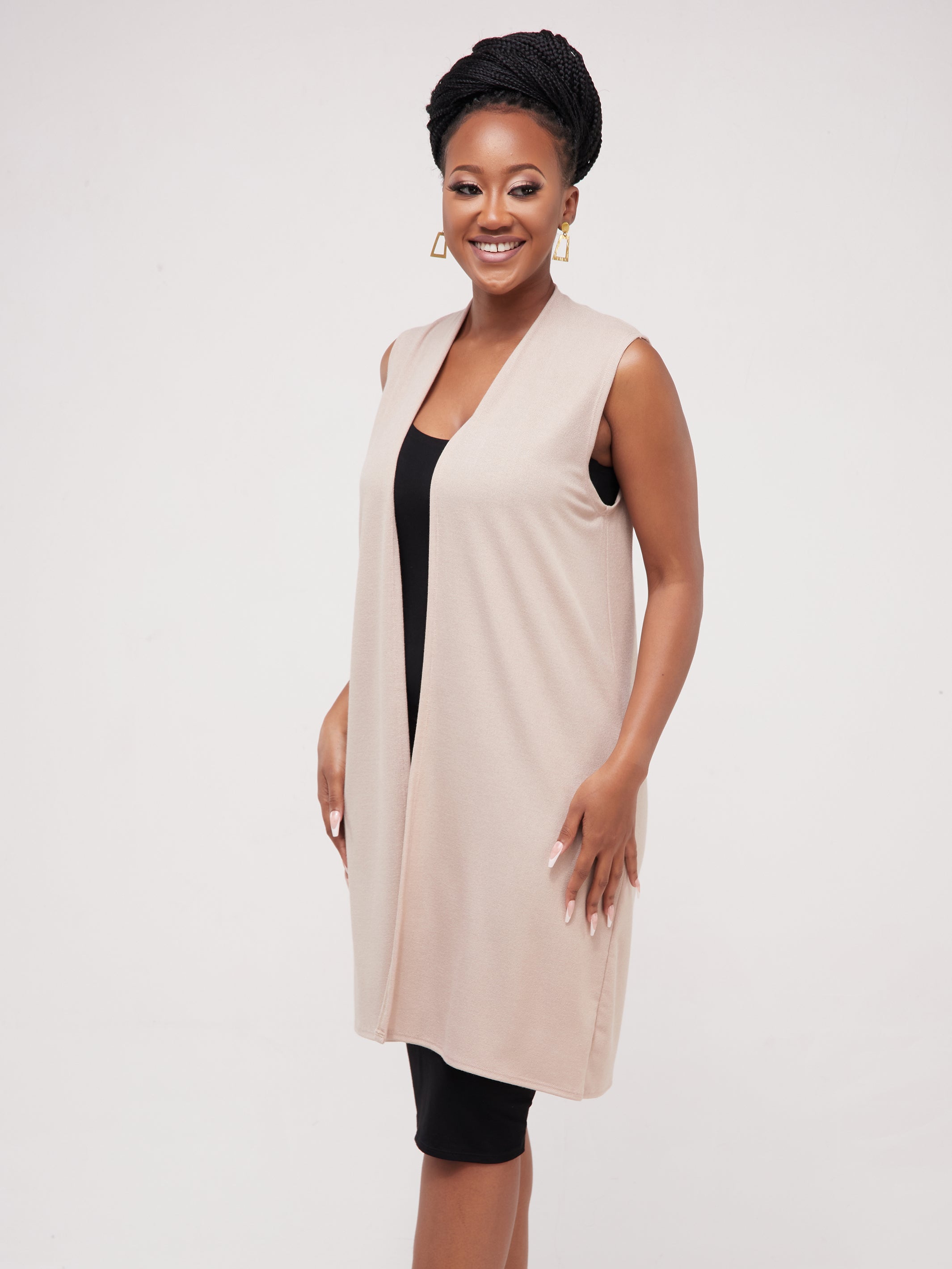 Vivo Basic Sleeveless Sweater Waterfall - Taupe