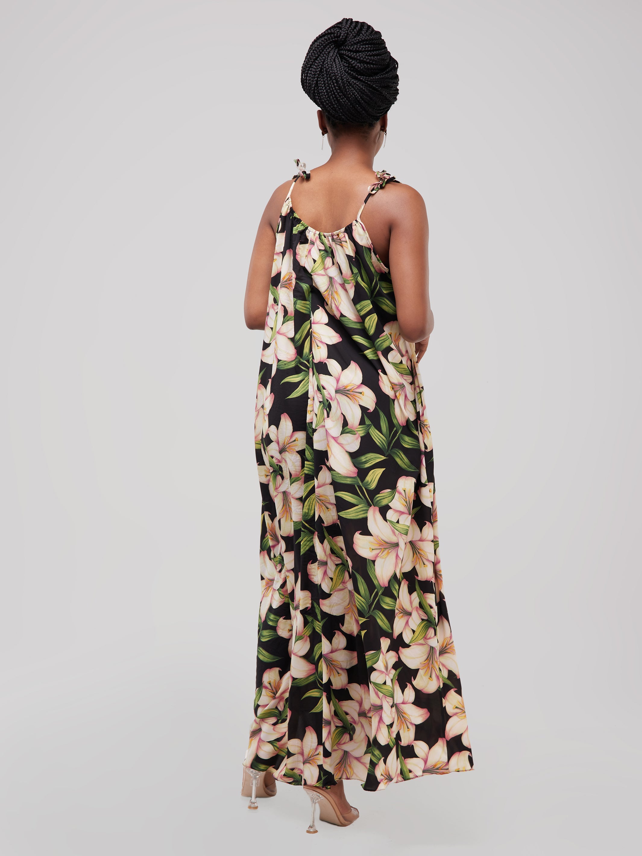 Safari Maisha Strappy Maxi Cover-Up Dress - Green / Yellow Print