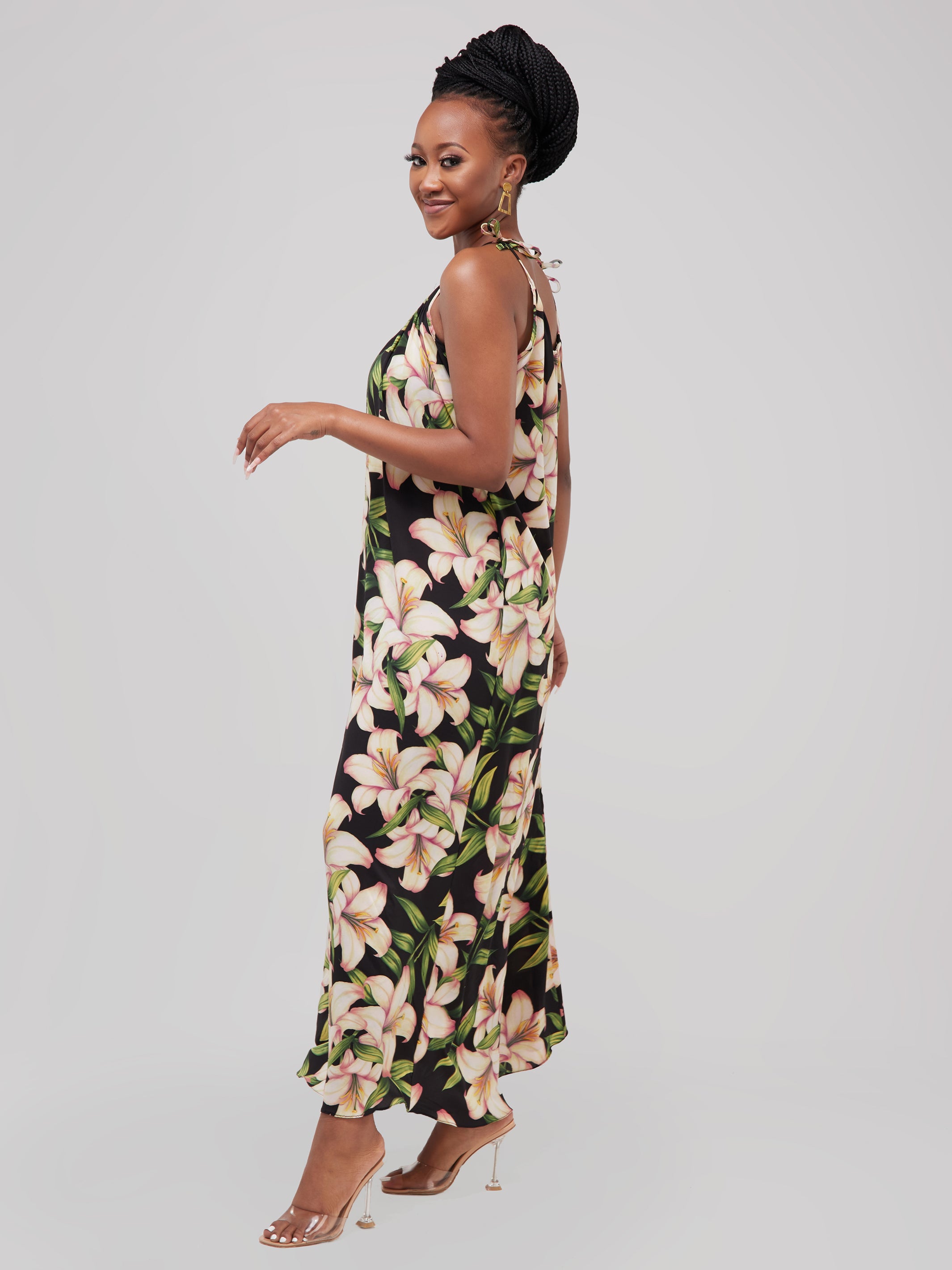 Safari Maisha Strappy Maxi Cover-Up Dress - Green / Yellow Print