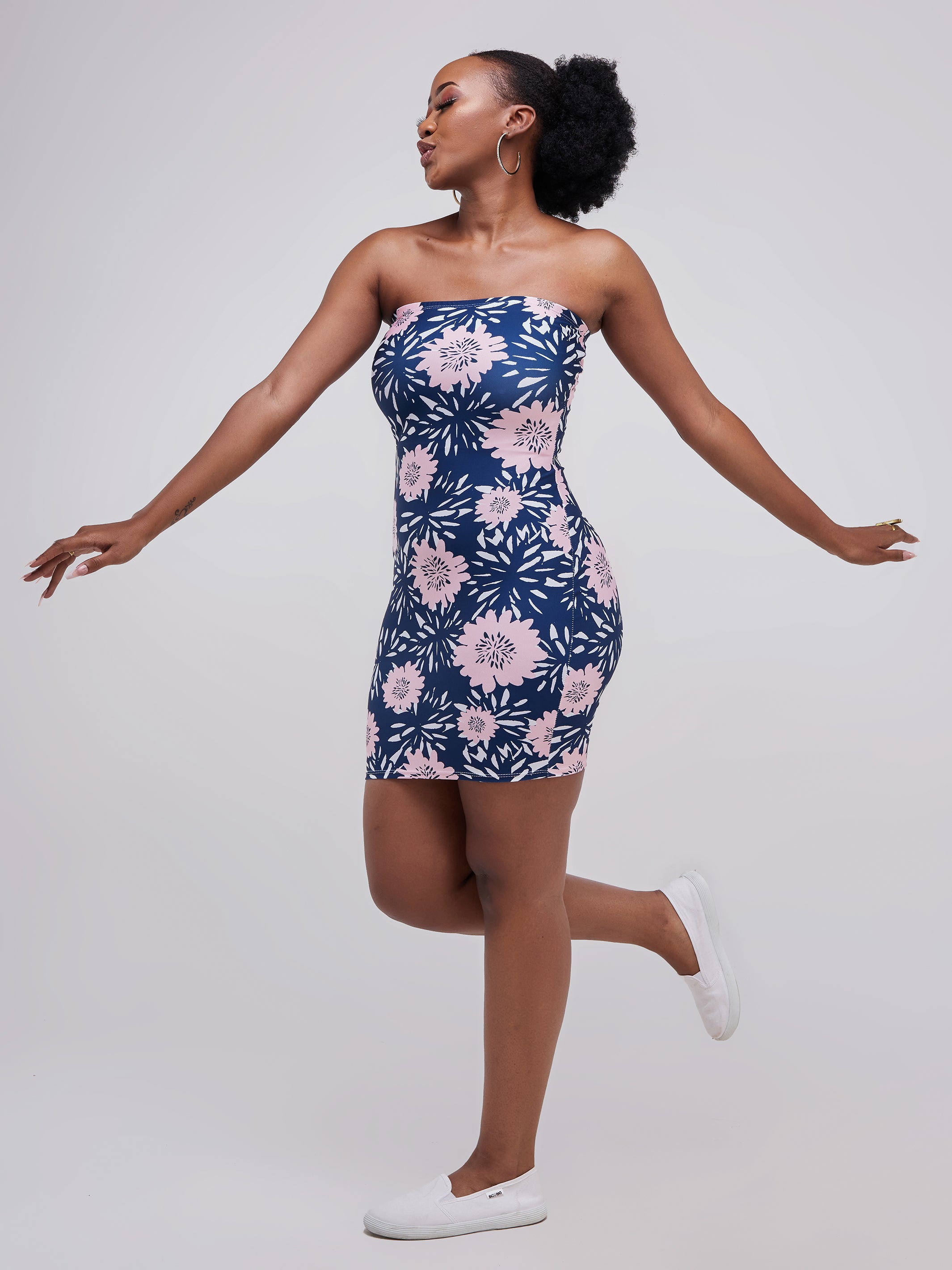 Zoya Essentials Strapless Mini Bodycon - Pink Daffodils