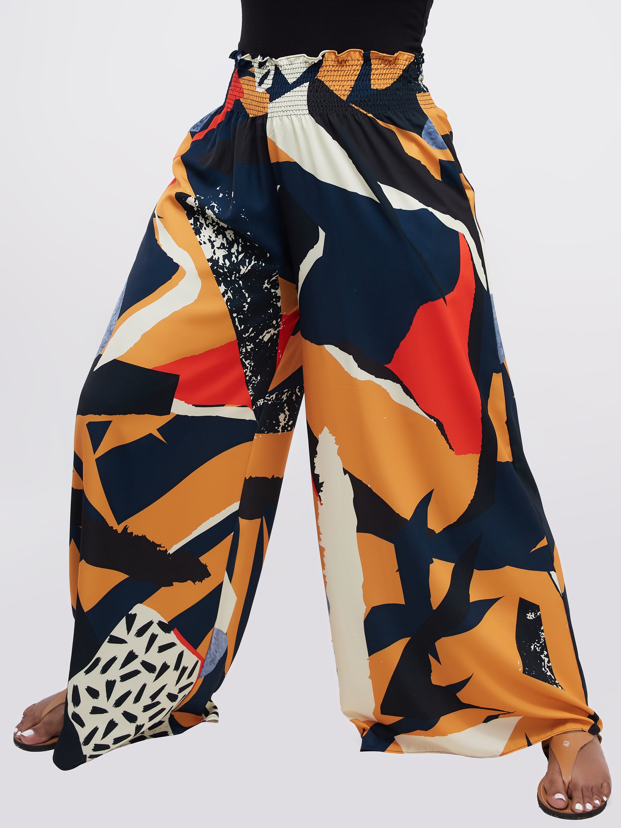 Vivo Alek Wide Leg Pants - Mustard Print