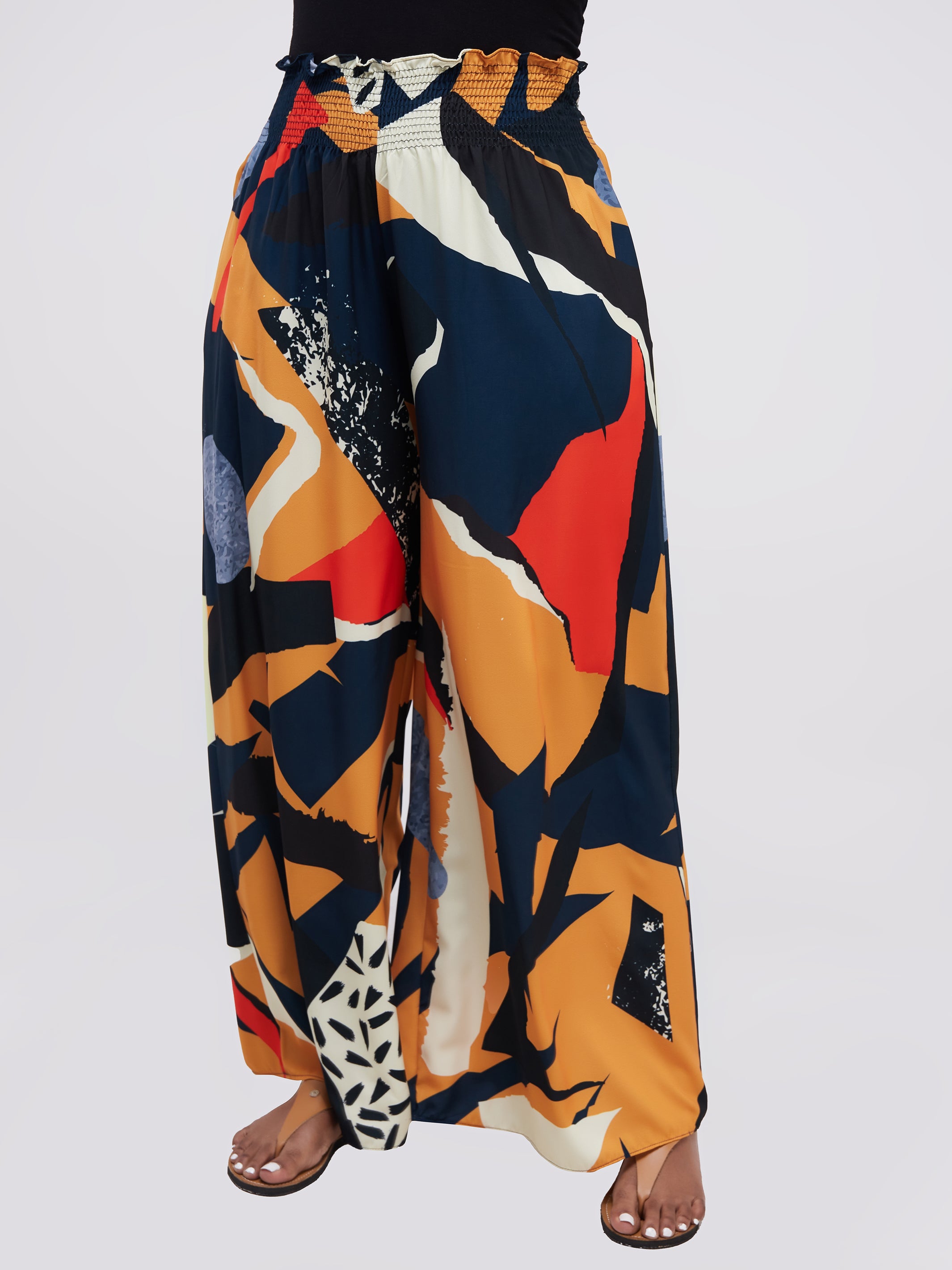 Vivo Alek Wide Leg Pants - Mustard Print