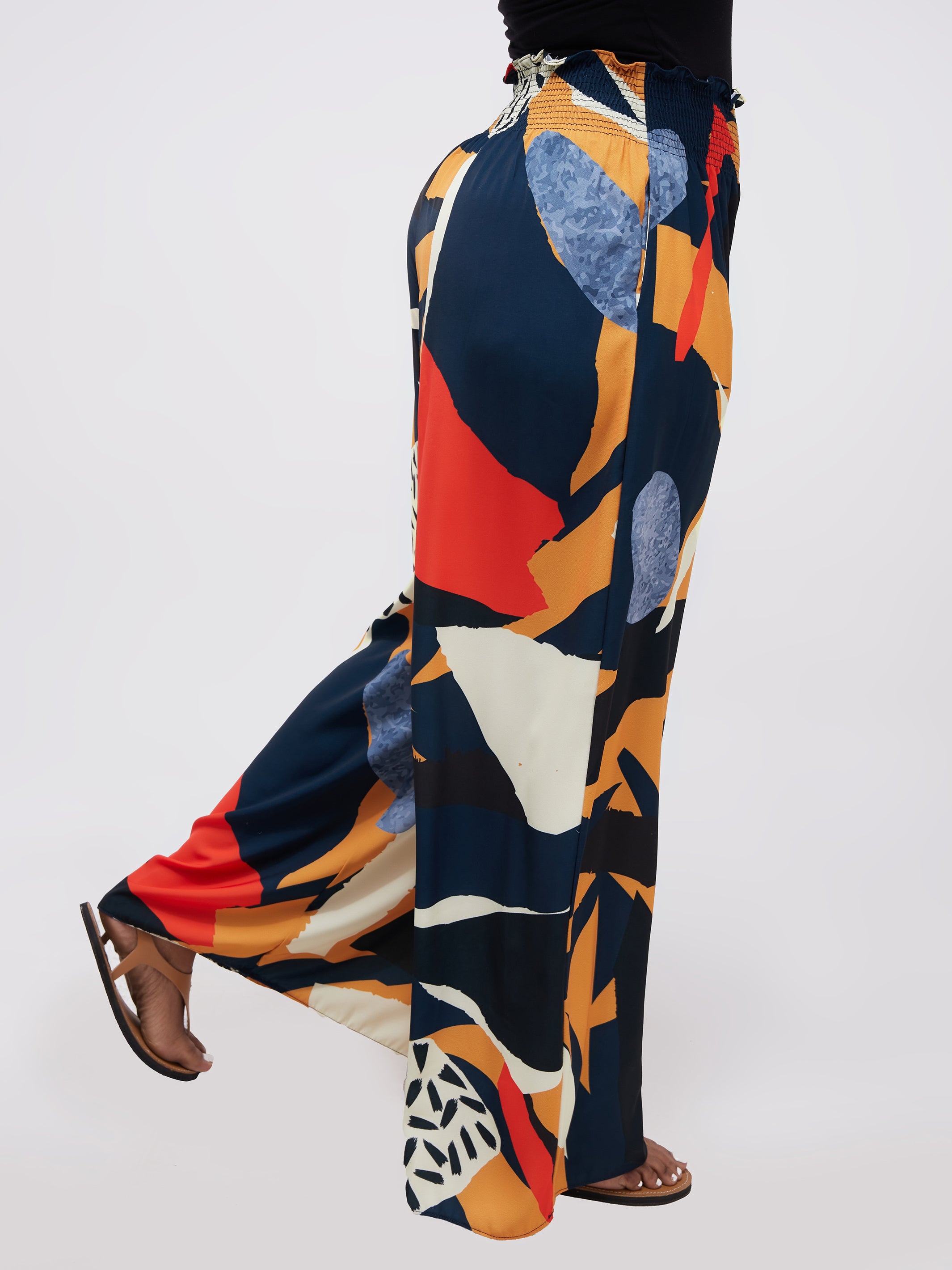 Vivo Alek Wide Leg Pants - Mustard Print