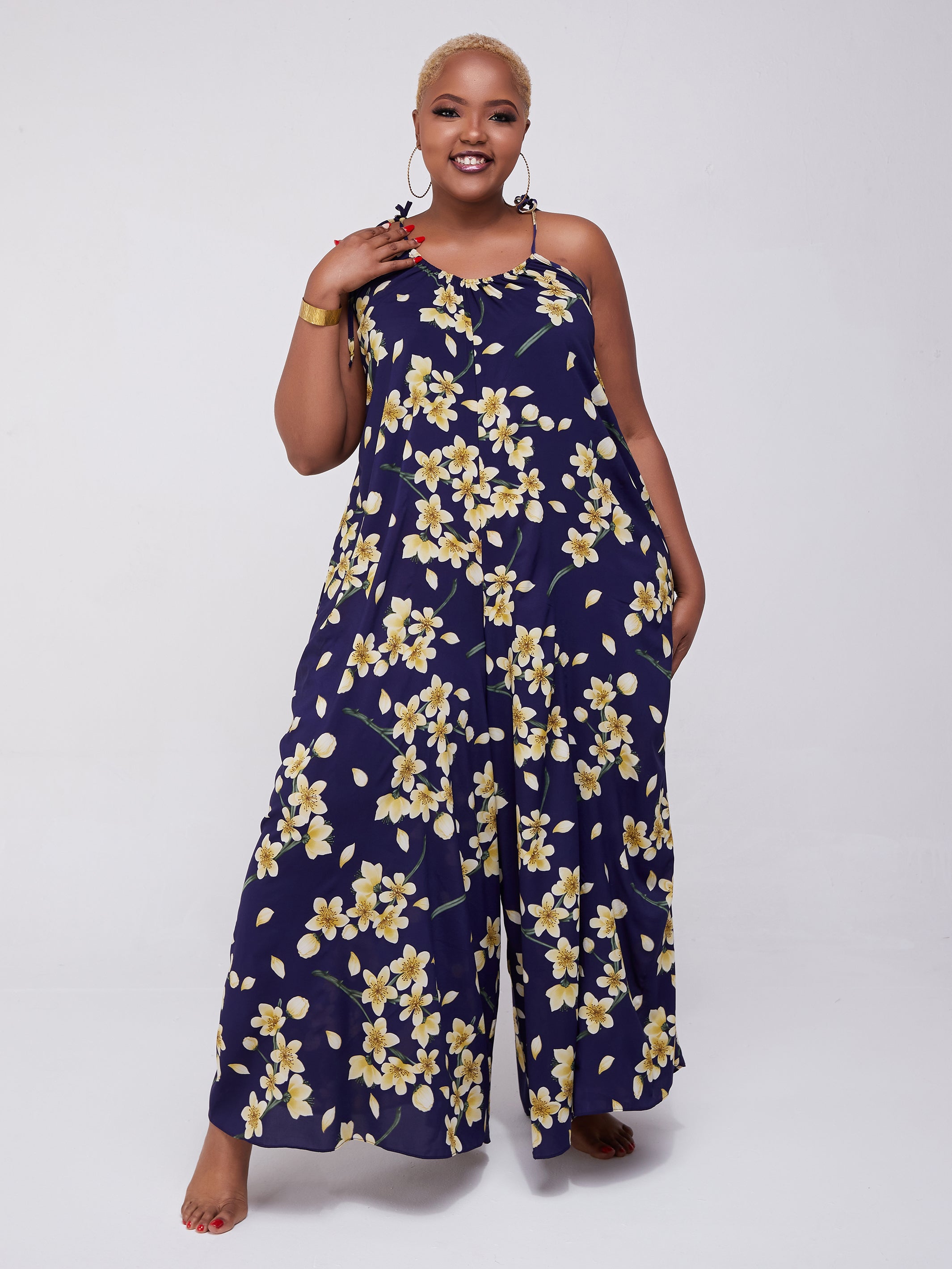 Safari Maisha Strappy Jumpsuit Cover-Up - Purple Floral Print