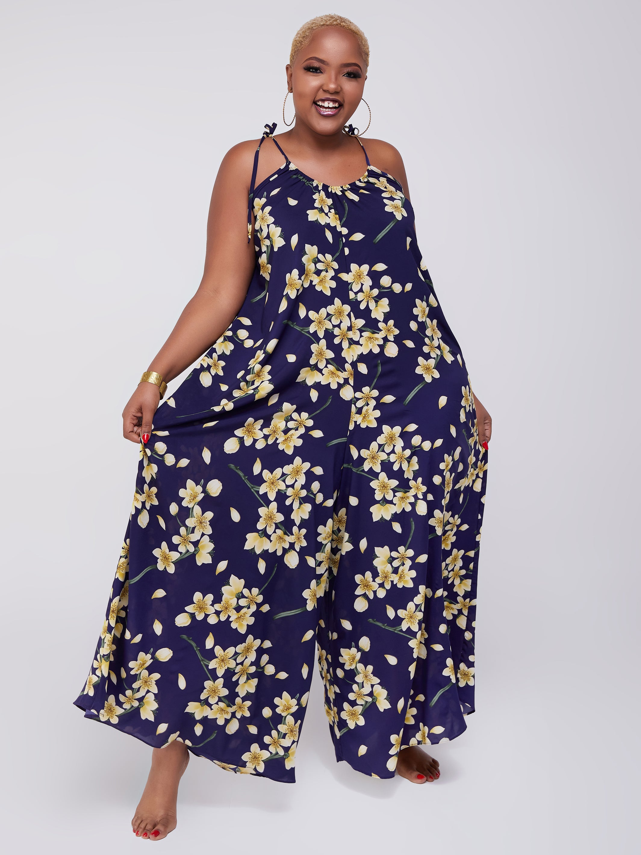 Safari Maisha Strappy Jumpsuit Cover-Up - Purple Floral Print
