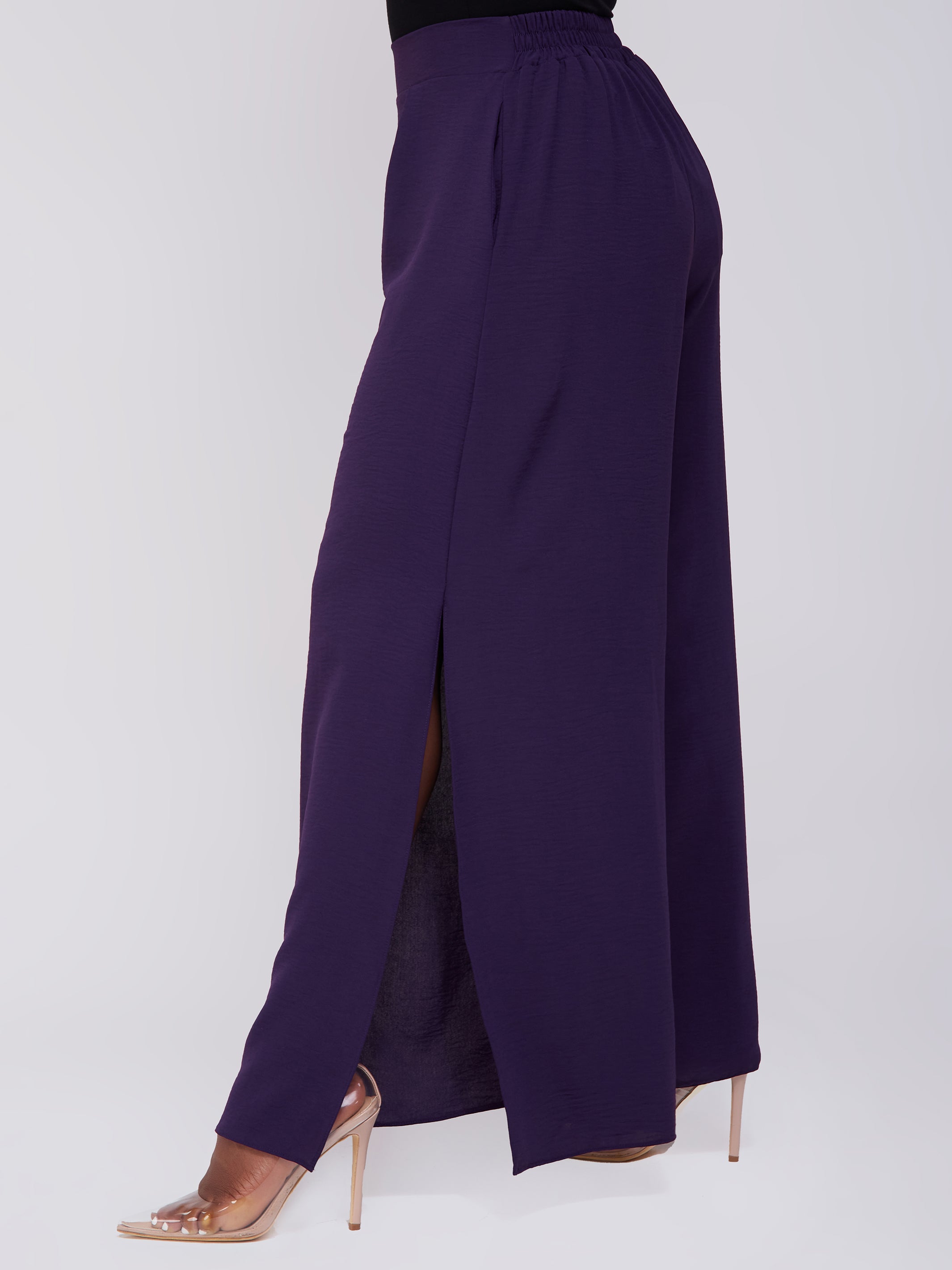 Vivo Dayo High Waist Side Slit Pants - Purple