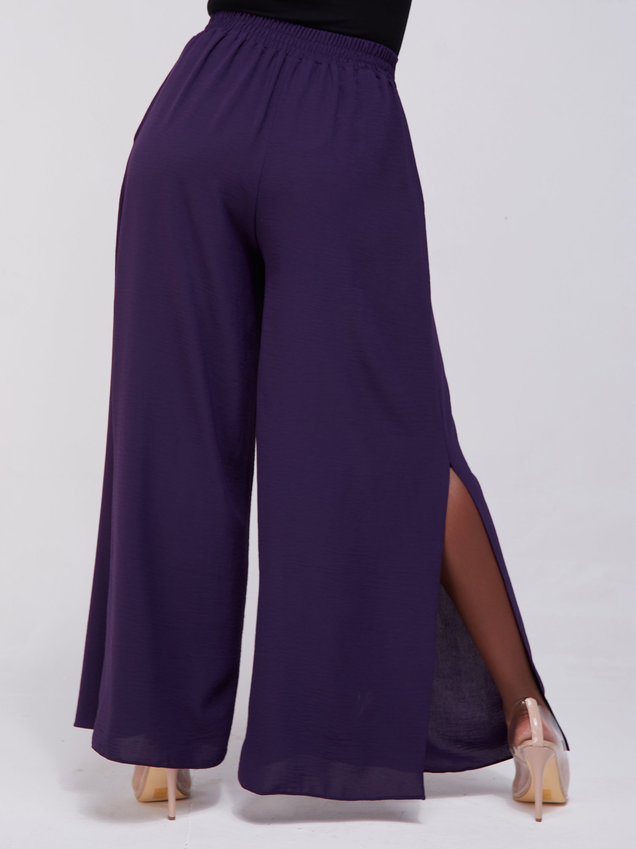 Vivo Dayo High Waist Side Slit Pants - Purple