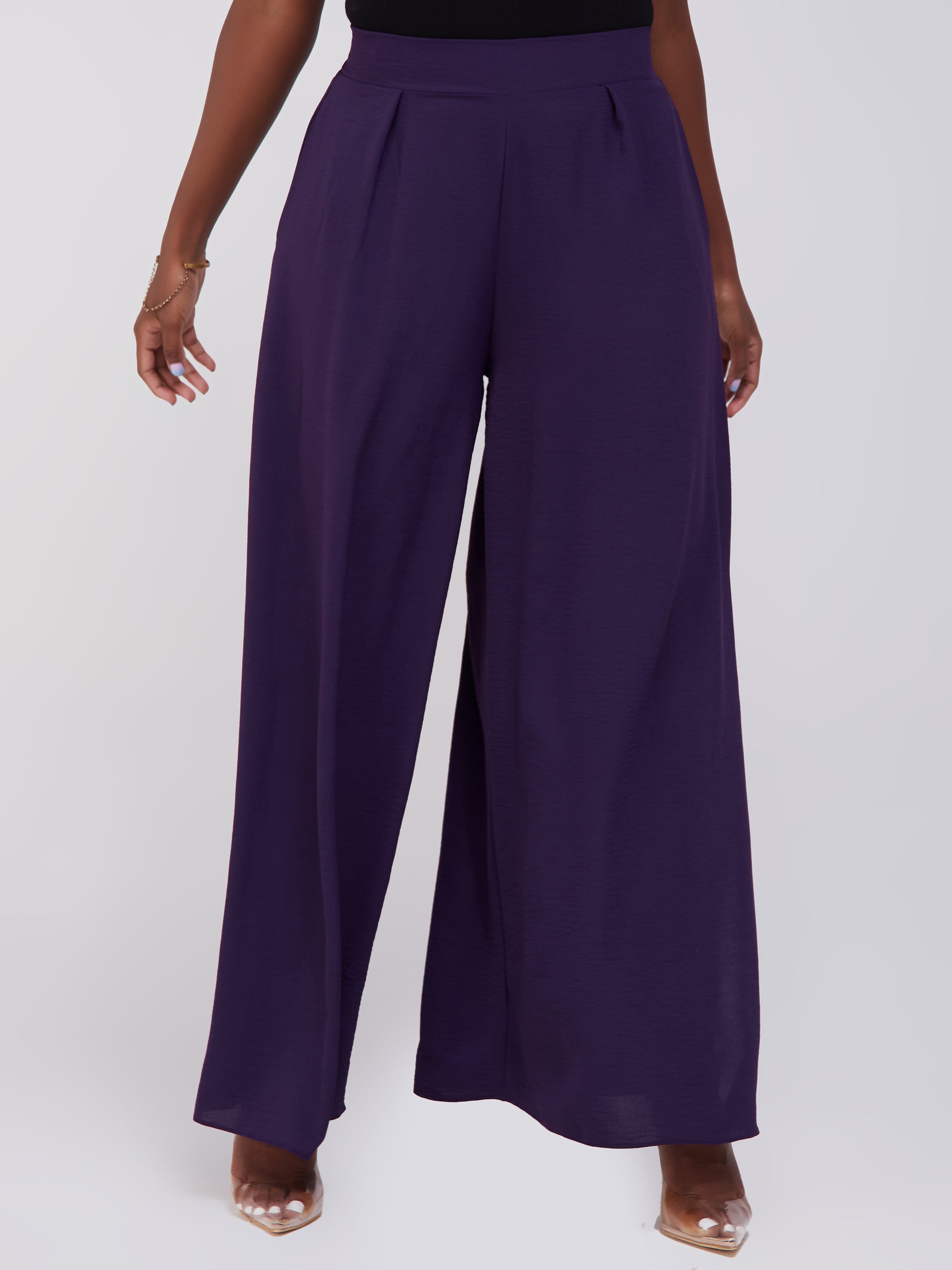 Vivo Dayo High Waist Side Slit Pants - Purple